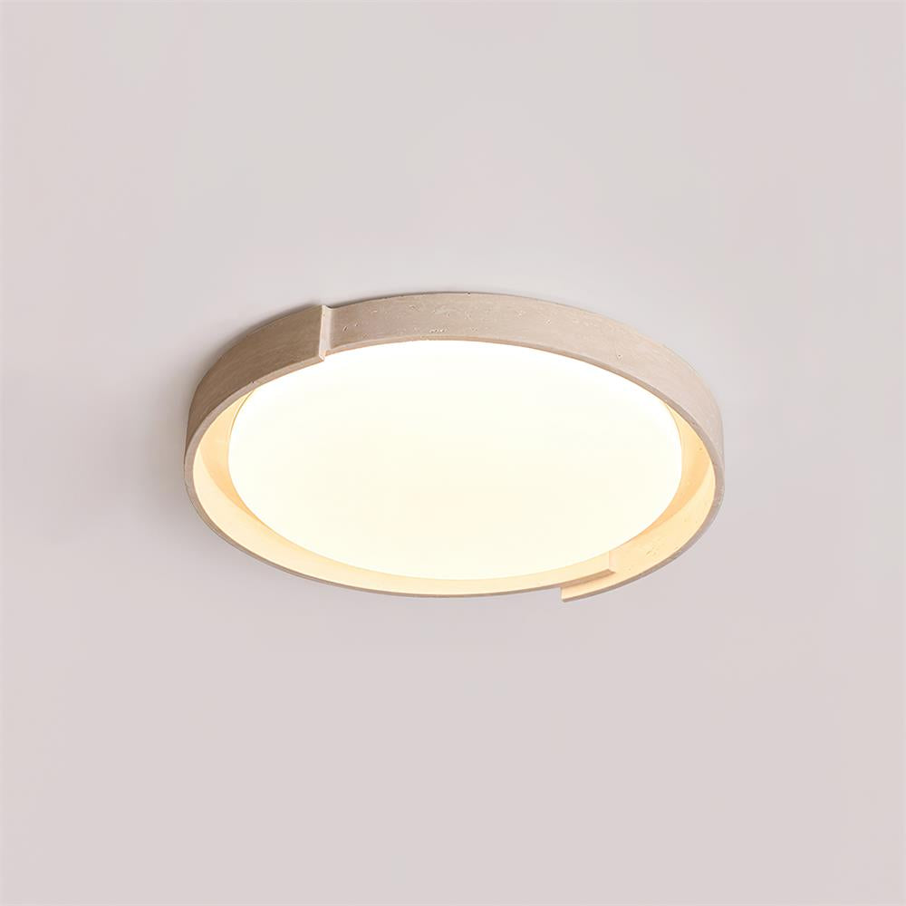 Juvio Minimalist Round Travertine Ceiling Light - Neutralighting