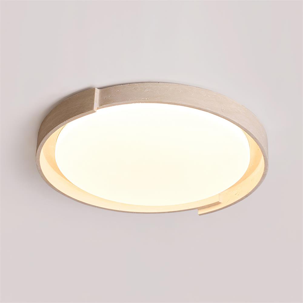 Juvio Minimalist Round Travertine Ceiling Light - Neutralighting