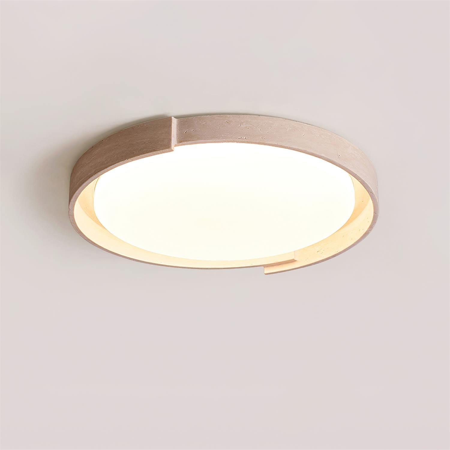 Juvio Minimalist Round Travertine Ceiling Light - Neutralighting