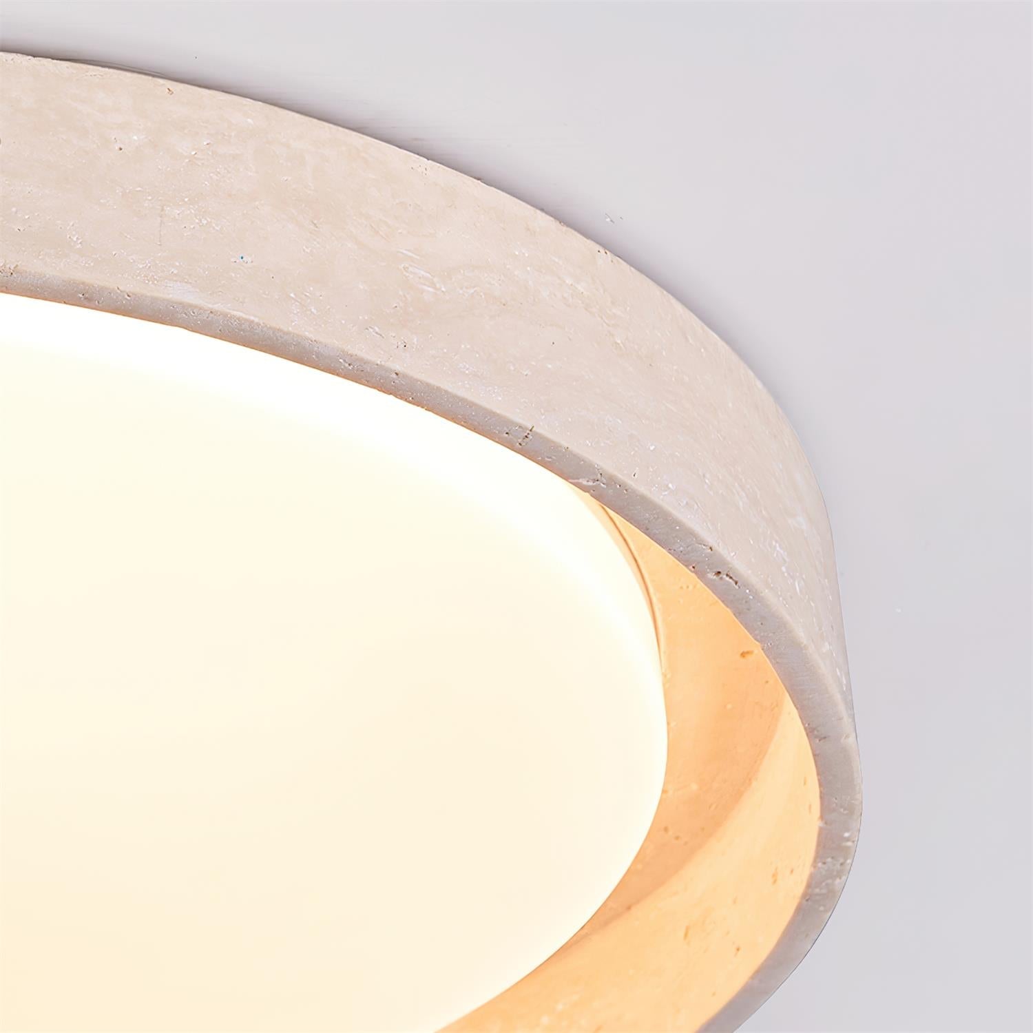 Juvio Minimalist Round Travertine Ceiling Light - Neutralighting