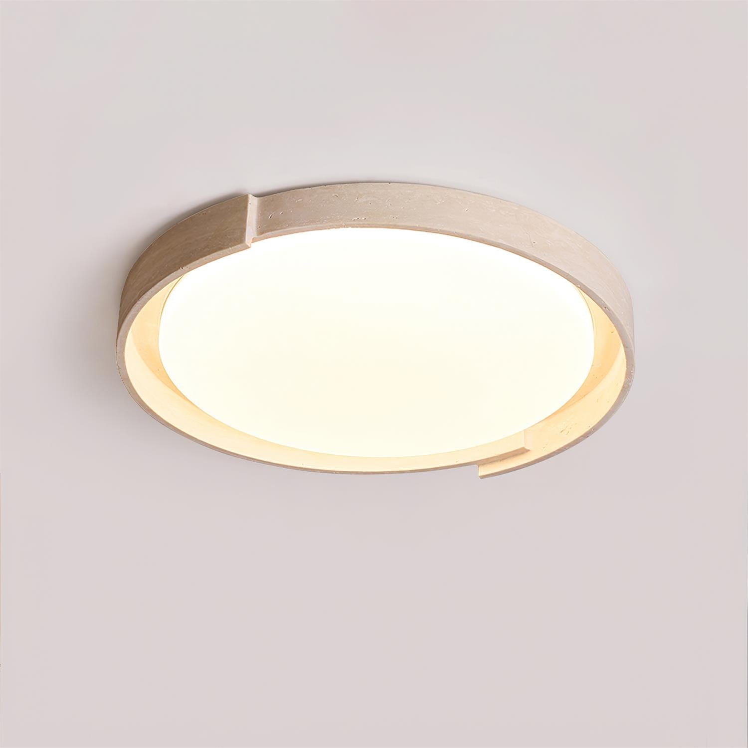 Juvio Minimalist Round Travertine Ceiling Light - Neutralighting