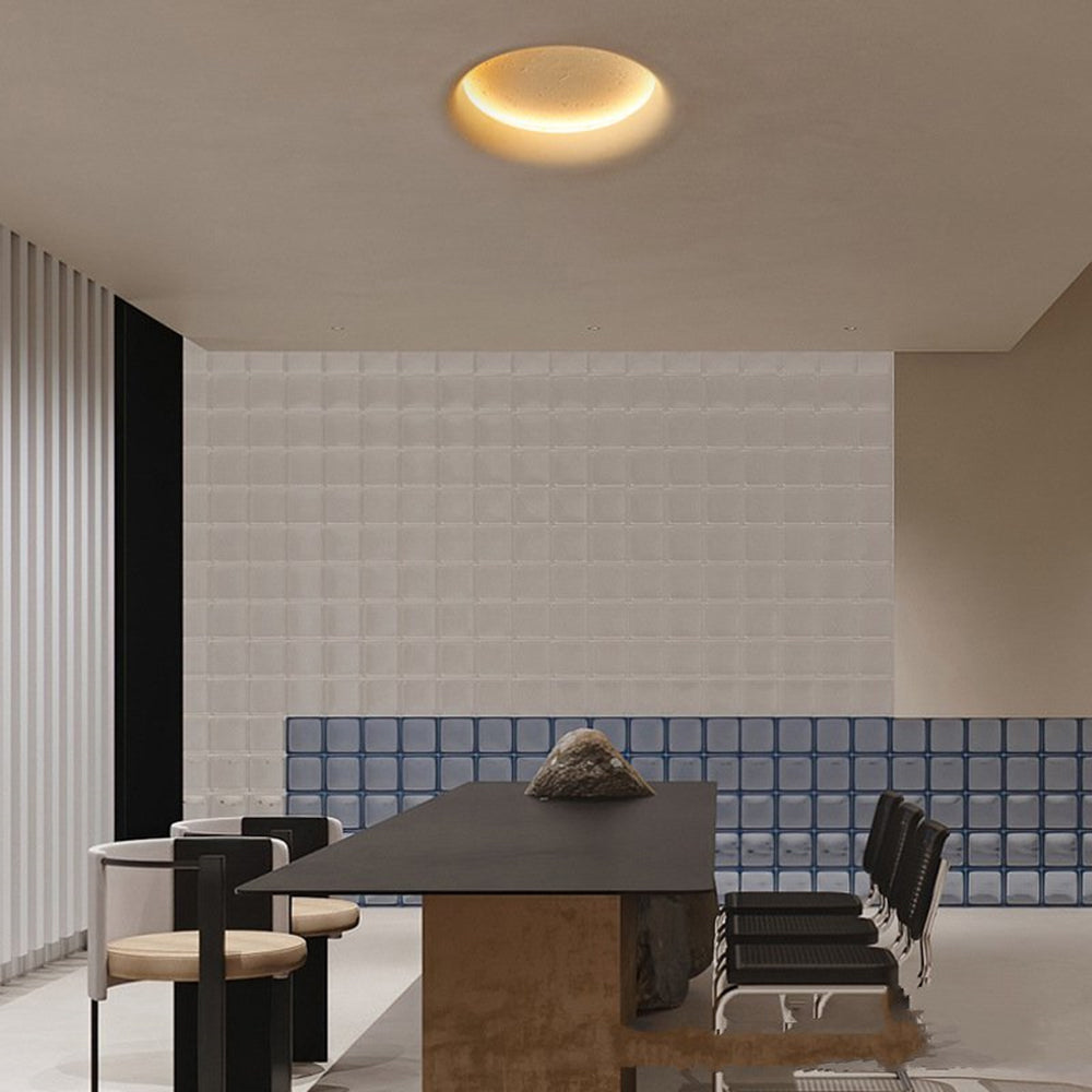 Aria Decorative Moon Metal/Gypsum Wall Lamp, White - Neutralighting