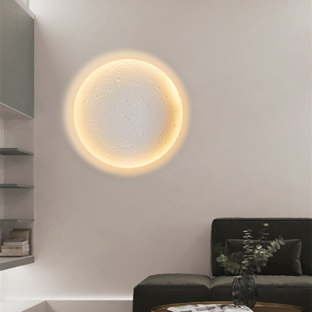 Aria Decorative Moon Metal/Gypsum Wall Lamp, White - Neutralighting