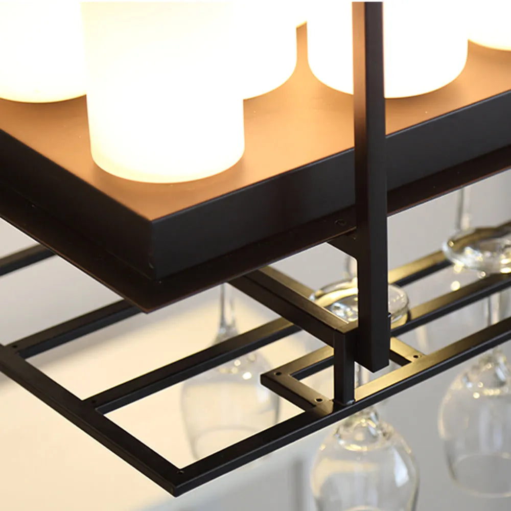 Austin Candle Black Chandeliers for Kitchen Island, Wine Glass Holder - Neutralighting