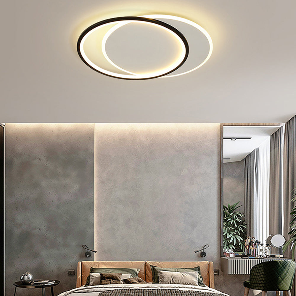 Arisha Modern Square/ Round Flush Mount Ceiling Light, Black with White - Neutralighting