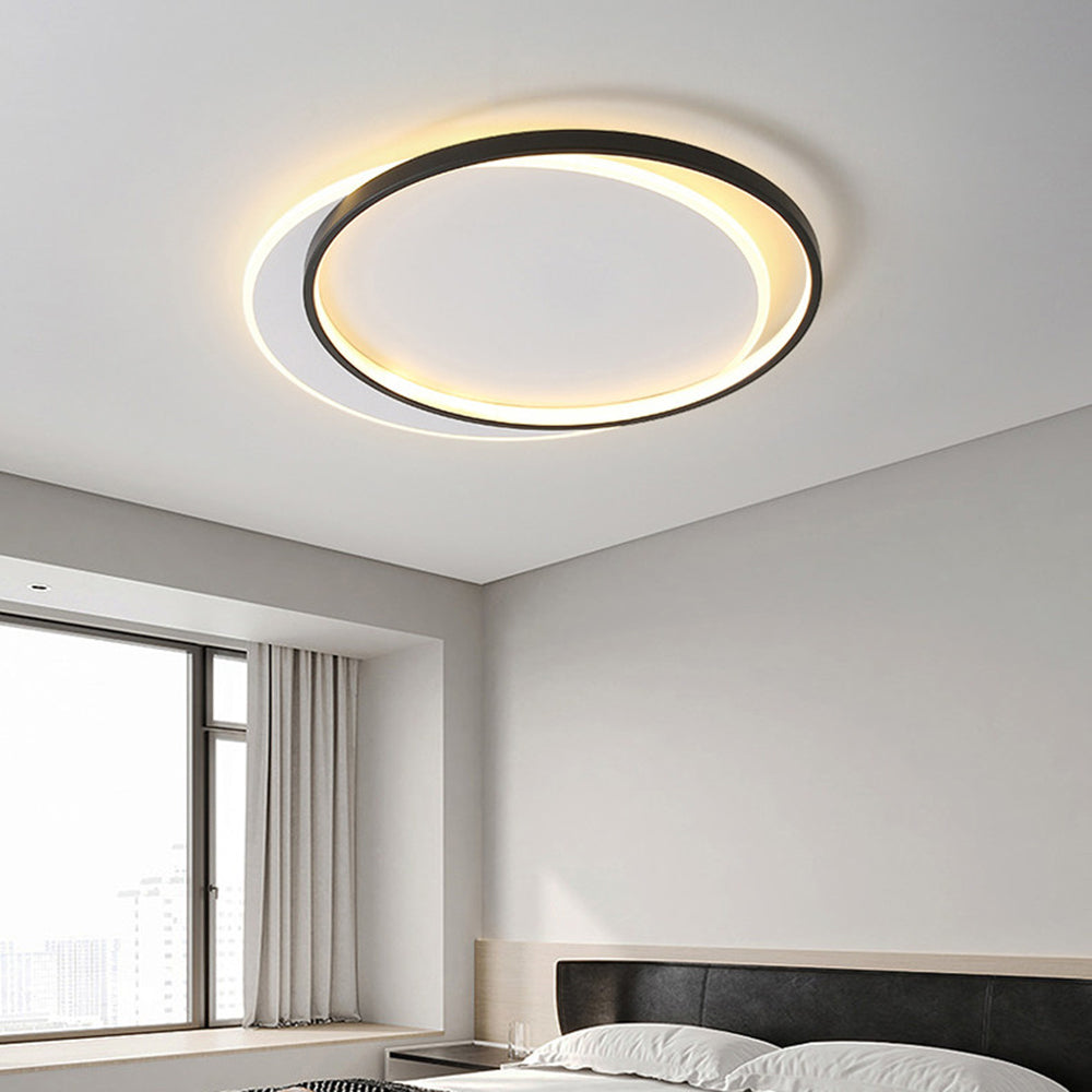 Arisha Modern Square/ Round Flush Mount Ceiling Light, Black with White - Neutralighting