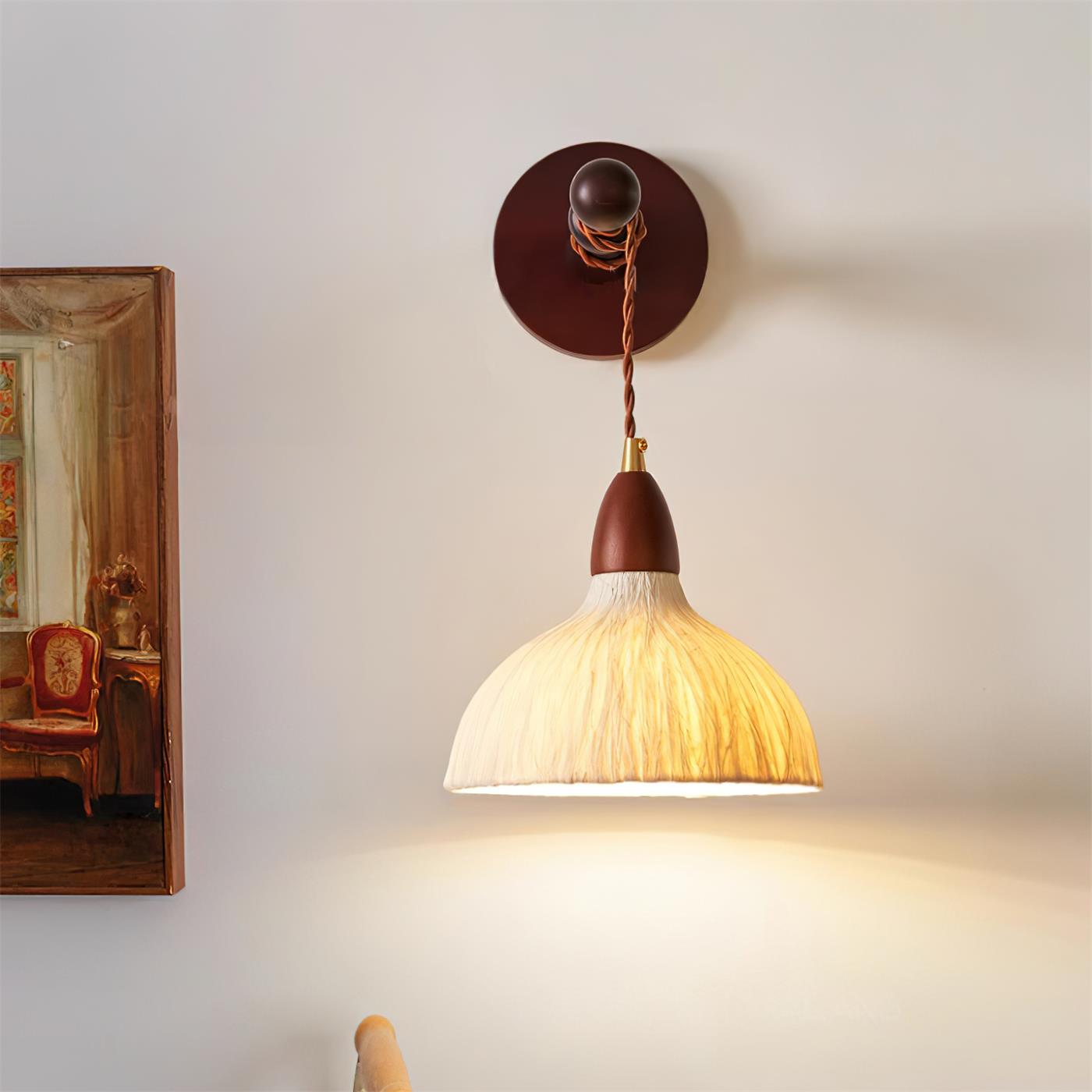 Wall Lamp Rice Paper Shade Wood Arm - Neutralighting