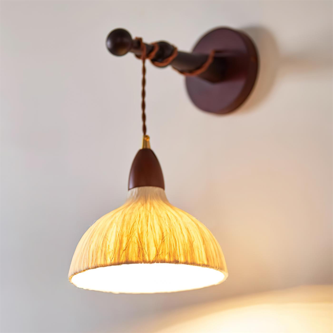 Wall Lamp Rice Paper Shade Wood Arm - Neutralighting