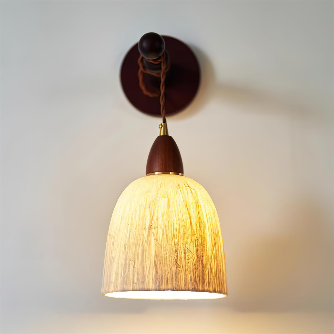Wall Lamp Rice Paper Shade Wood Arm - Neutralighting