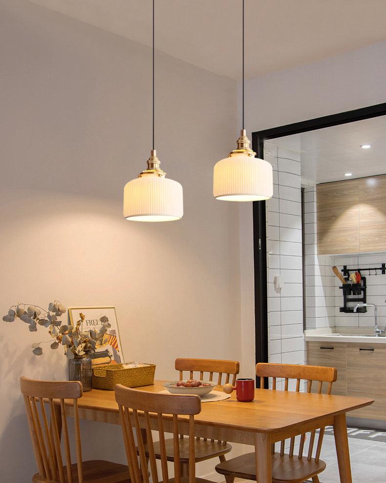 Pendant Lamp Ribbed Ceramic Shade - Neutralighting