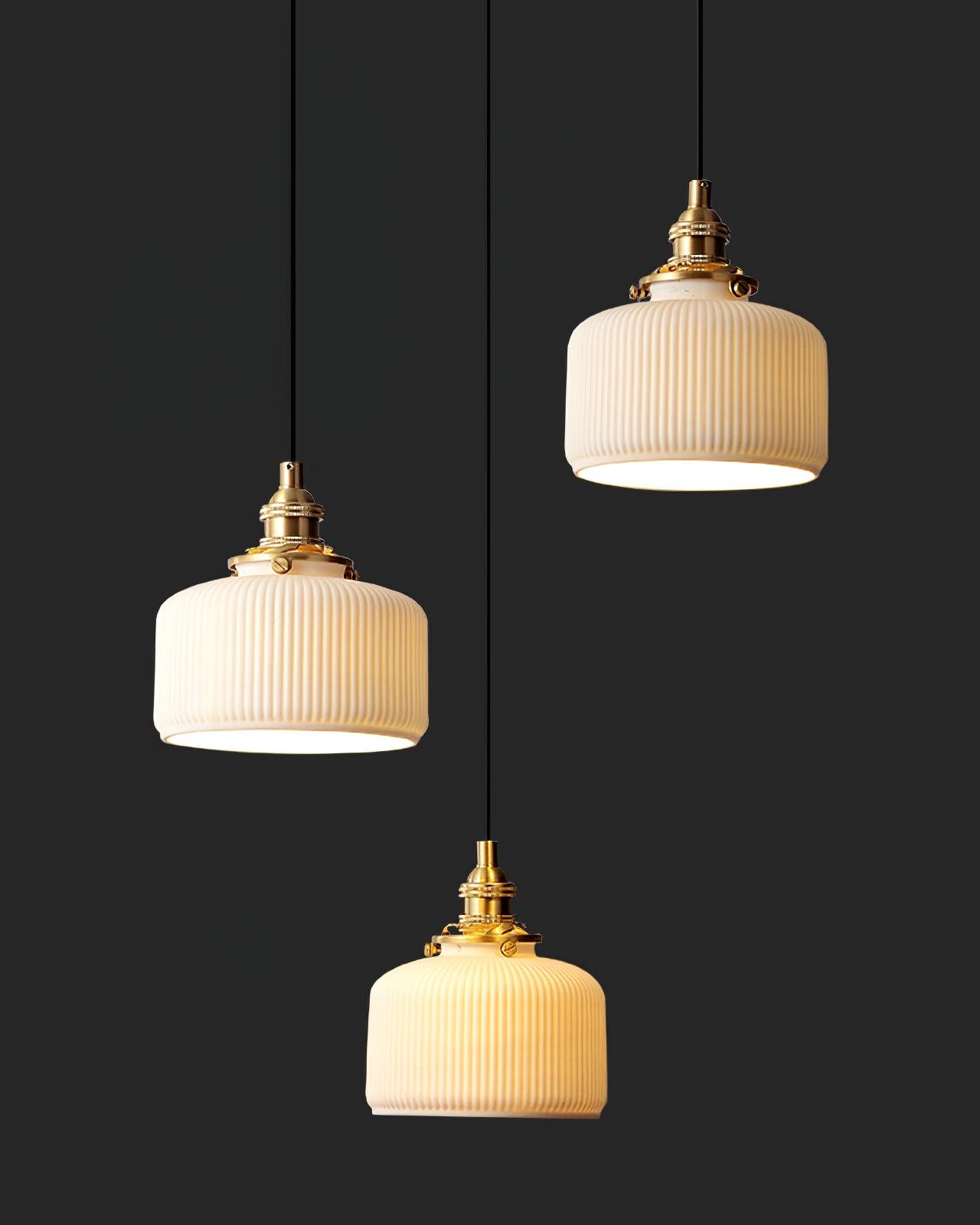 Pendant Lamp Ribbed Ceramic Shade - Neutralighting