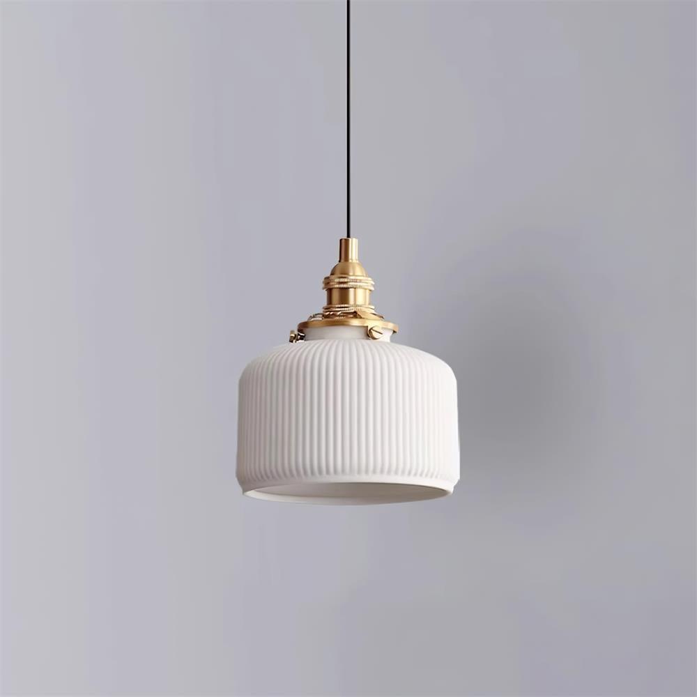 Pendant Lamp Ribbed Ceramic Shade - Neutralighting