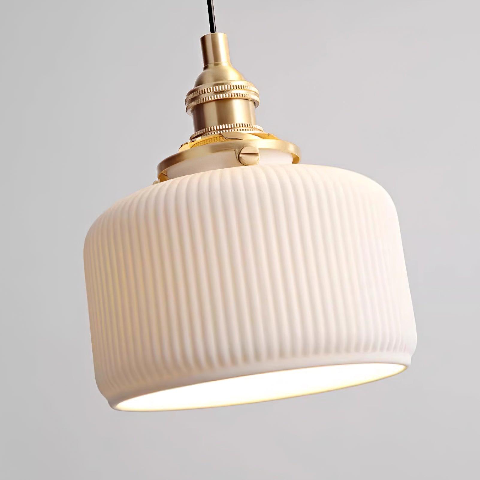 Pendant Lamp Ribbed Ceramic Shade - Neutralighting