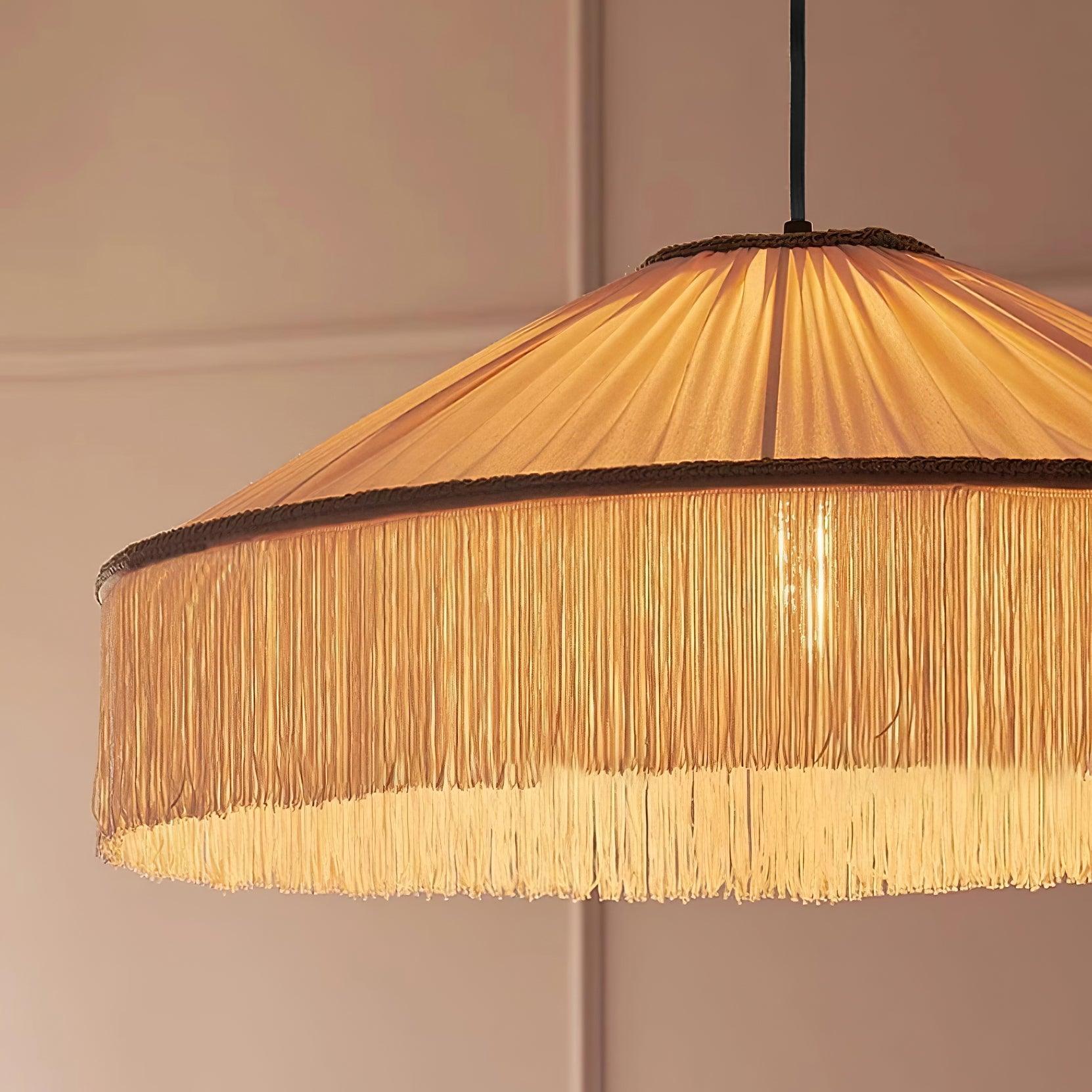 Serenya Vintage Fabric Fringe Pendant Light Hardwire/Plug - Neutralighting