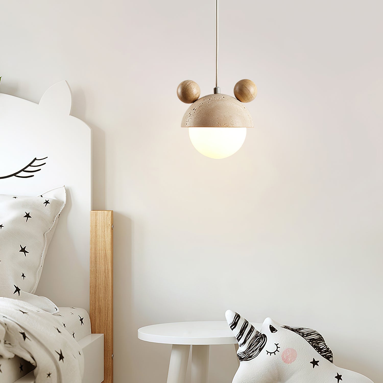 Lyraeus Character-Shaped Travertine Pendant Light - Neutralighting