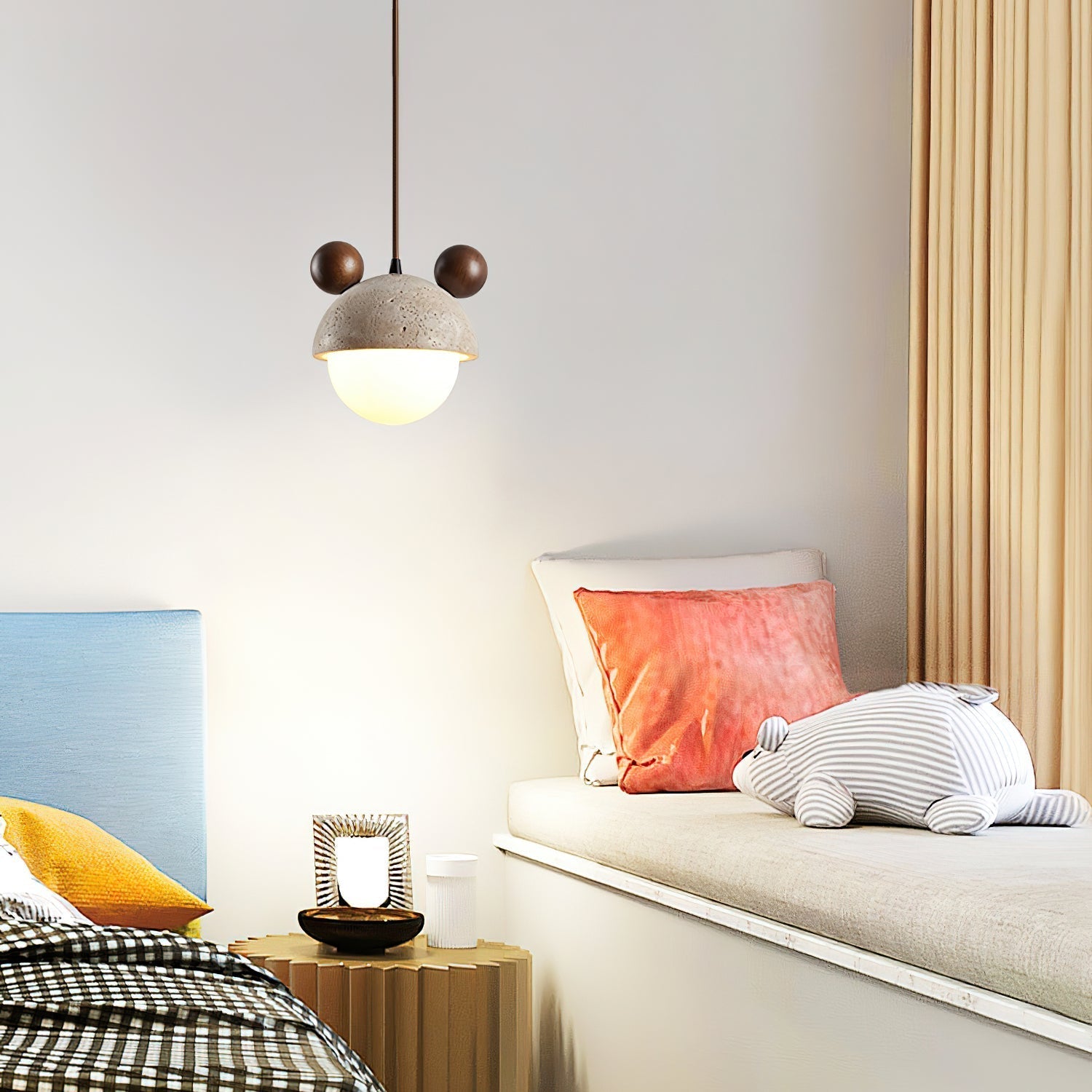 Lyraeus Character-Shaped Travertine Pendant Light - Neutralighting
