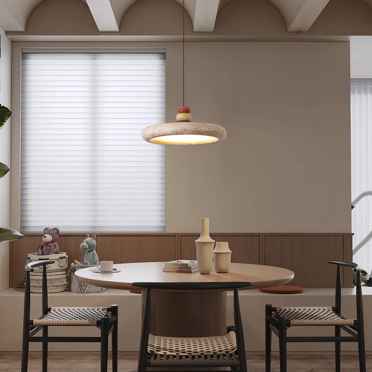 Cuvarora Disc Travertine Pendant Light - Neutralighting