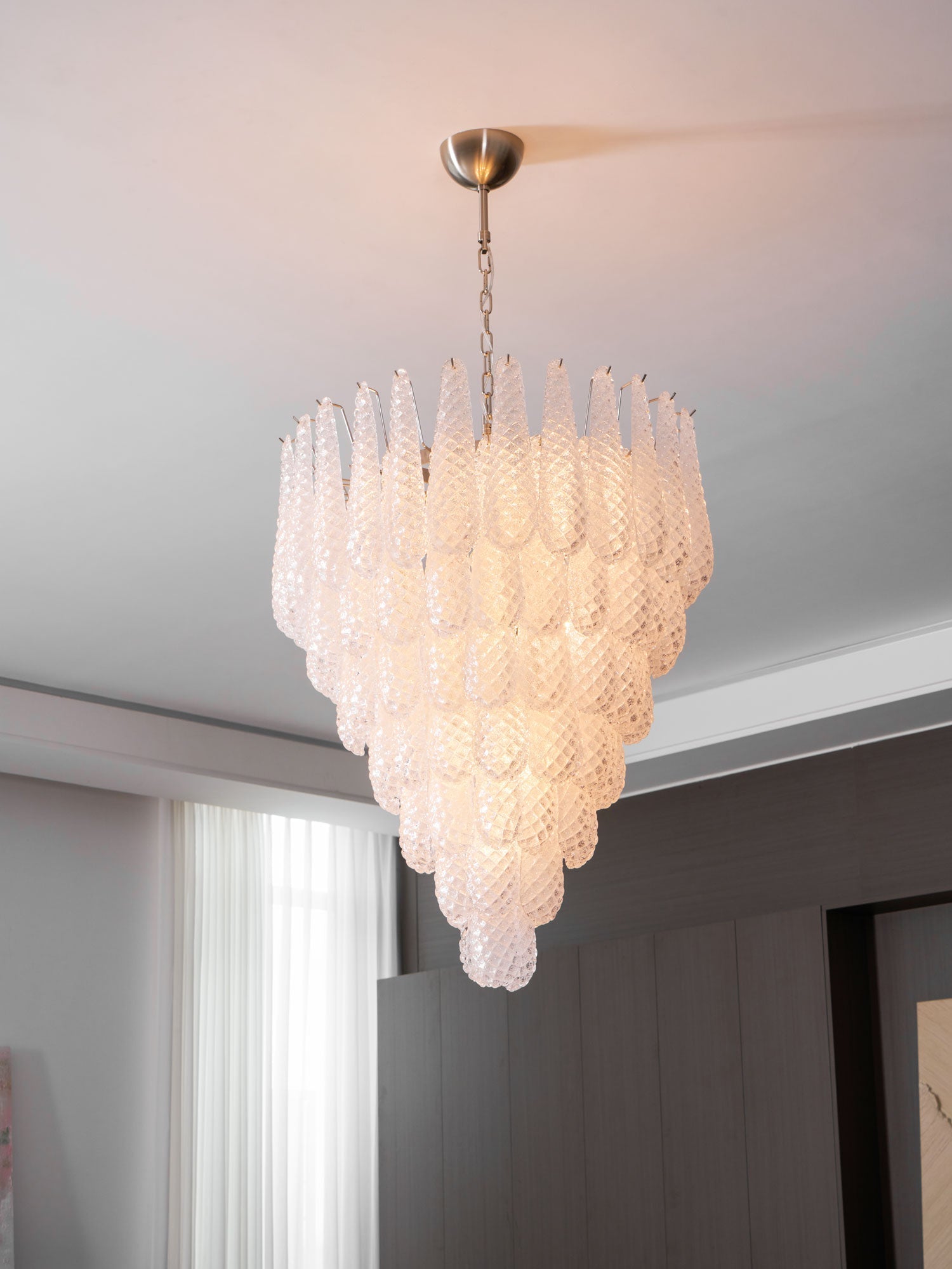 Aurora Chandelier Clear Droplets Murano Glass Waterfall Diamond