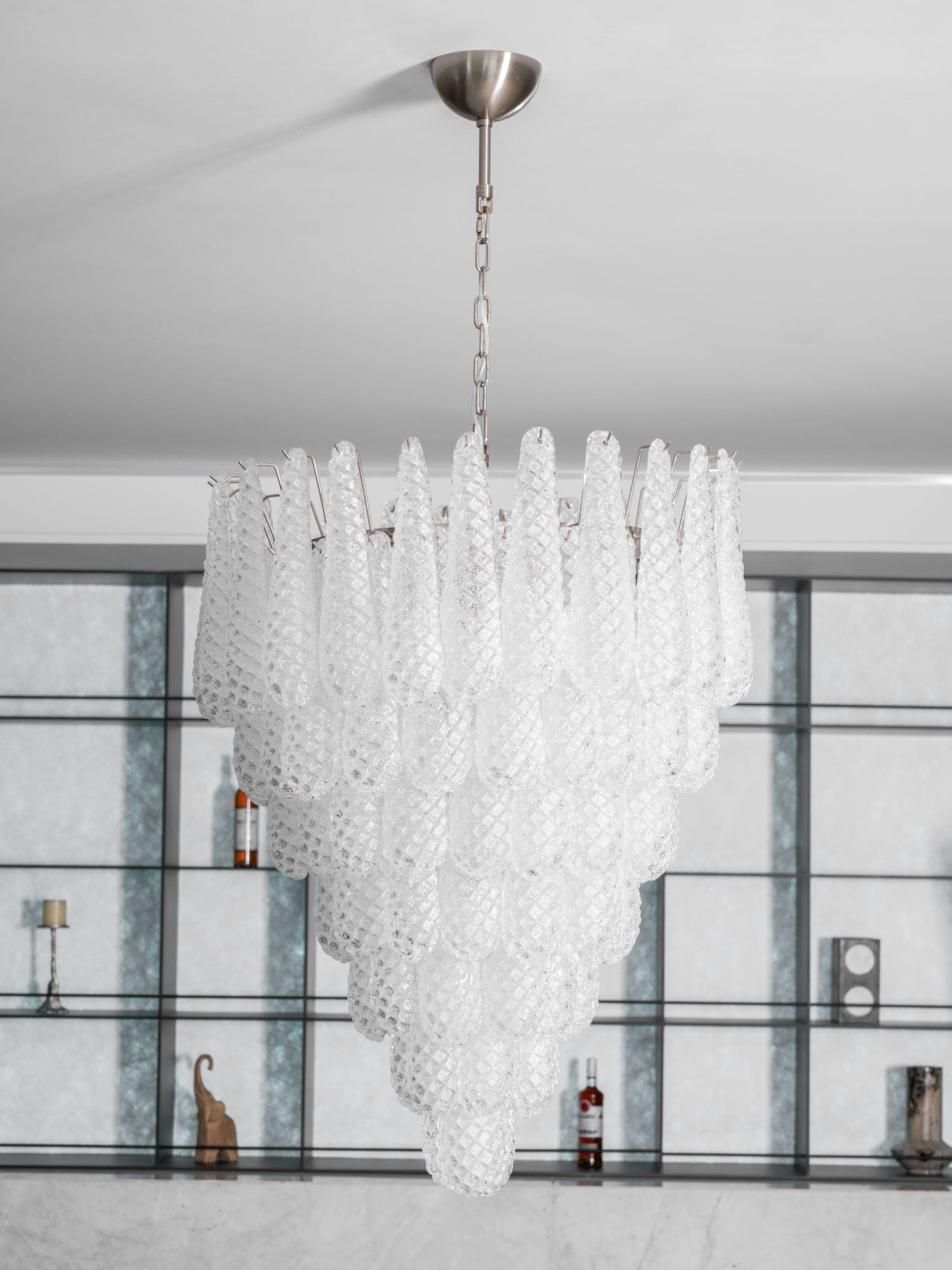 Aurora Chandelier Clear Droplets Murano Glass Waterfall Diamond