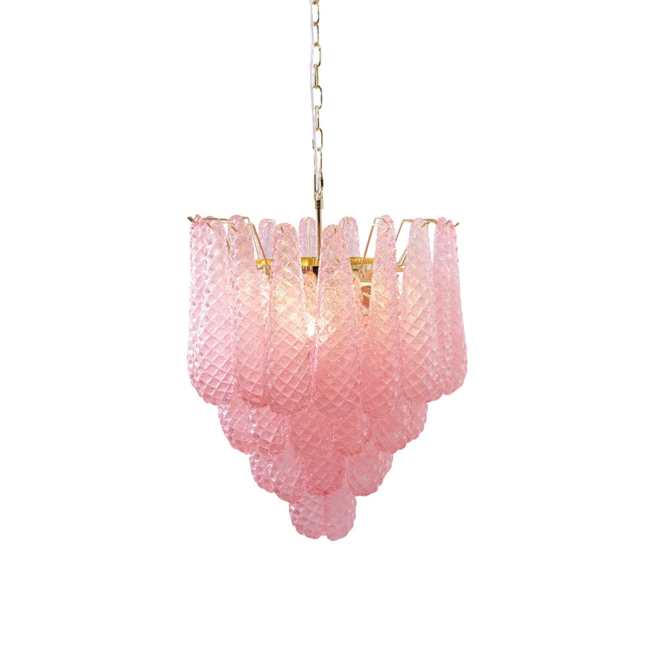 Aurora Chandelier Pink Droplet Murano Glass Diamond Pattern Waterfall