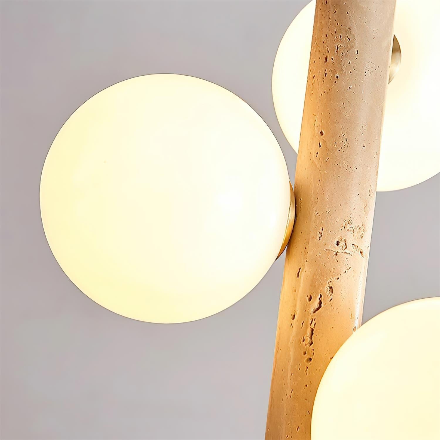 Orbitra Vertical Pendant Lamp Travertine & Glass - Neutralighting