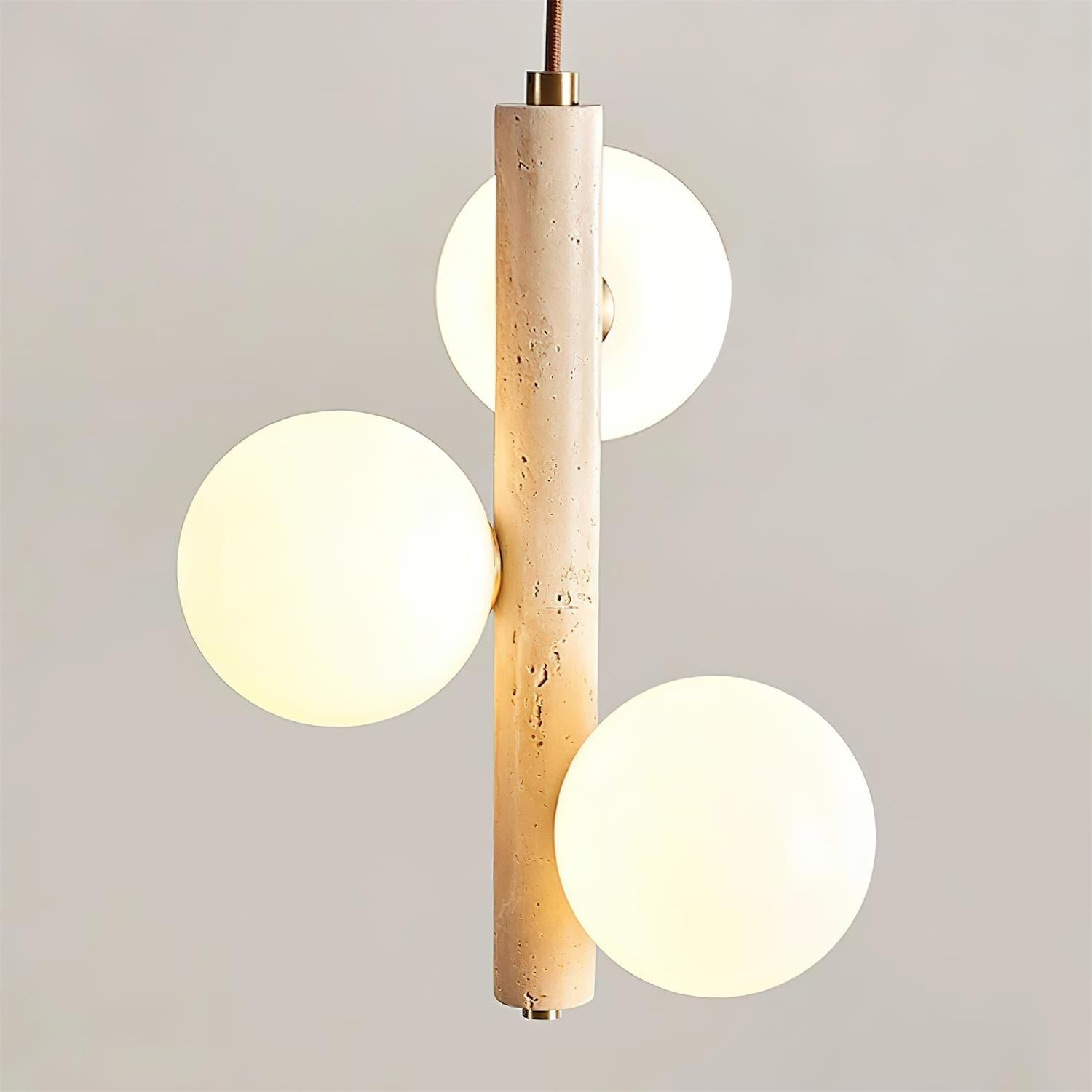 Orbitra Vertical Pendant Lamp Travertine & Glass - Neutralighting