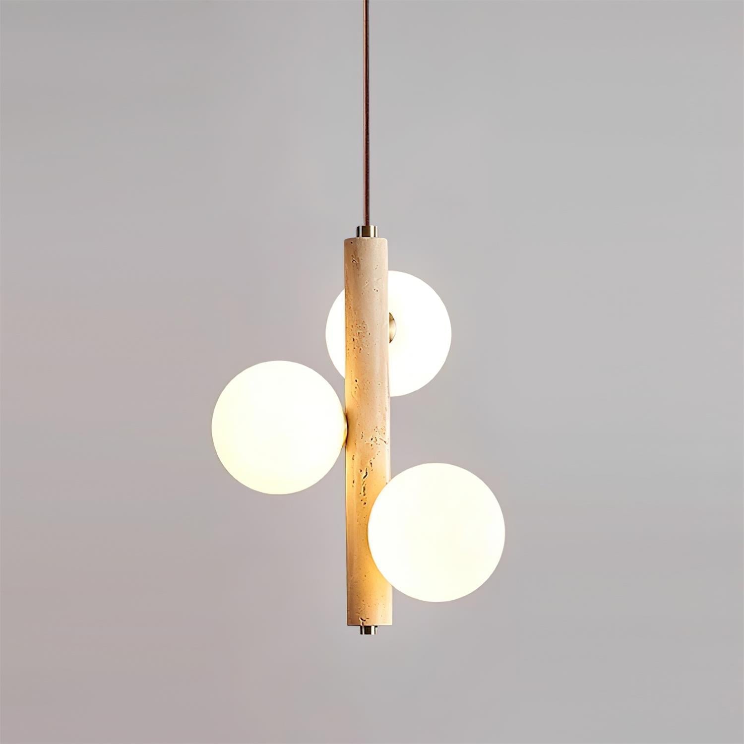 Orbitra Vertical Pendant Lamp Travertine & Glass - Neutralighting