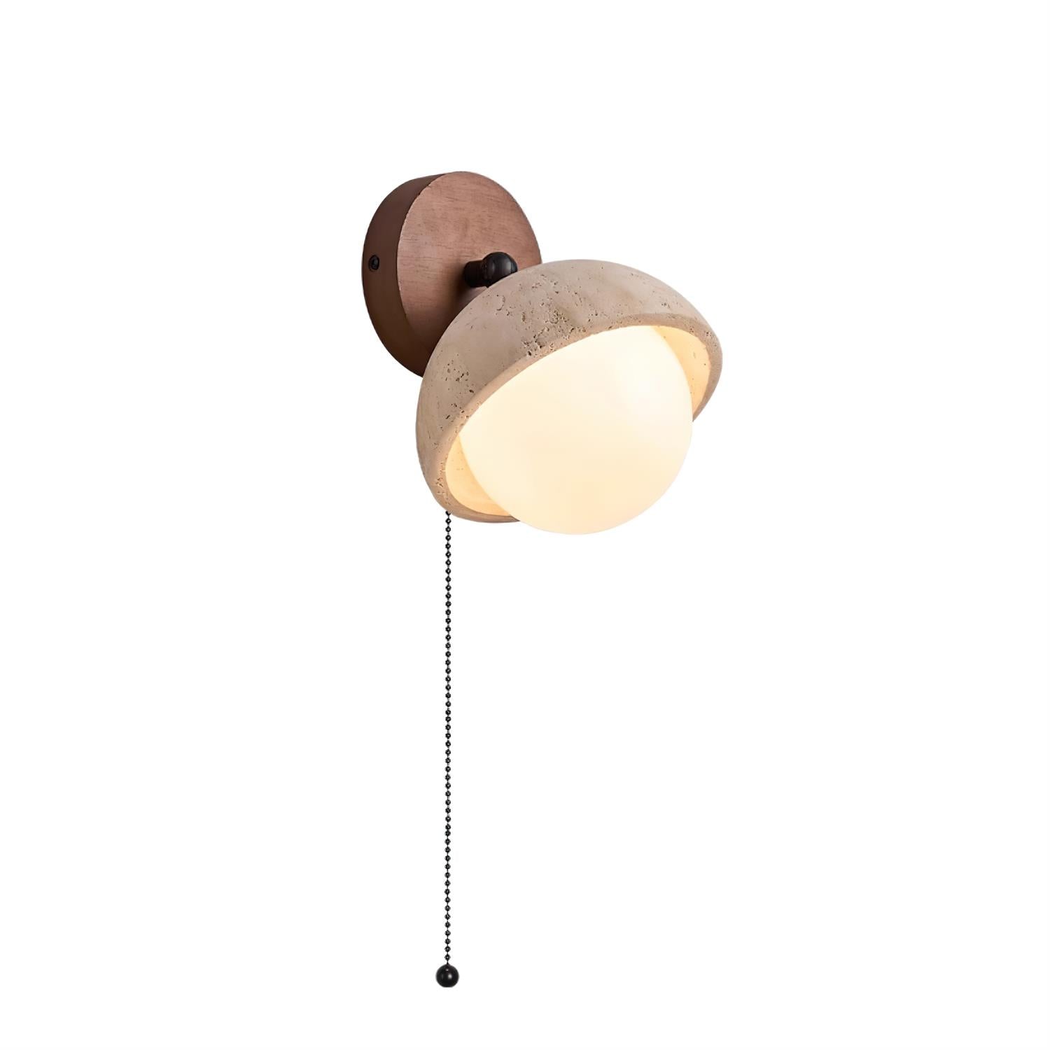 Wall Lamp Travertine and Wood Minimalist Soft Glow Modern Accent - Neutralighting