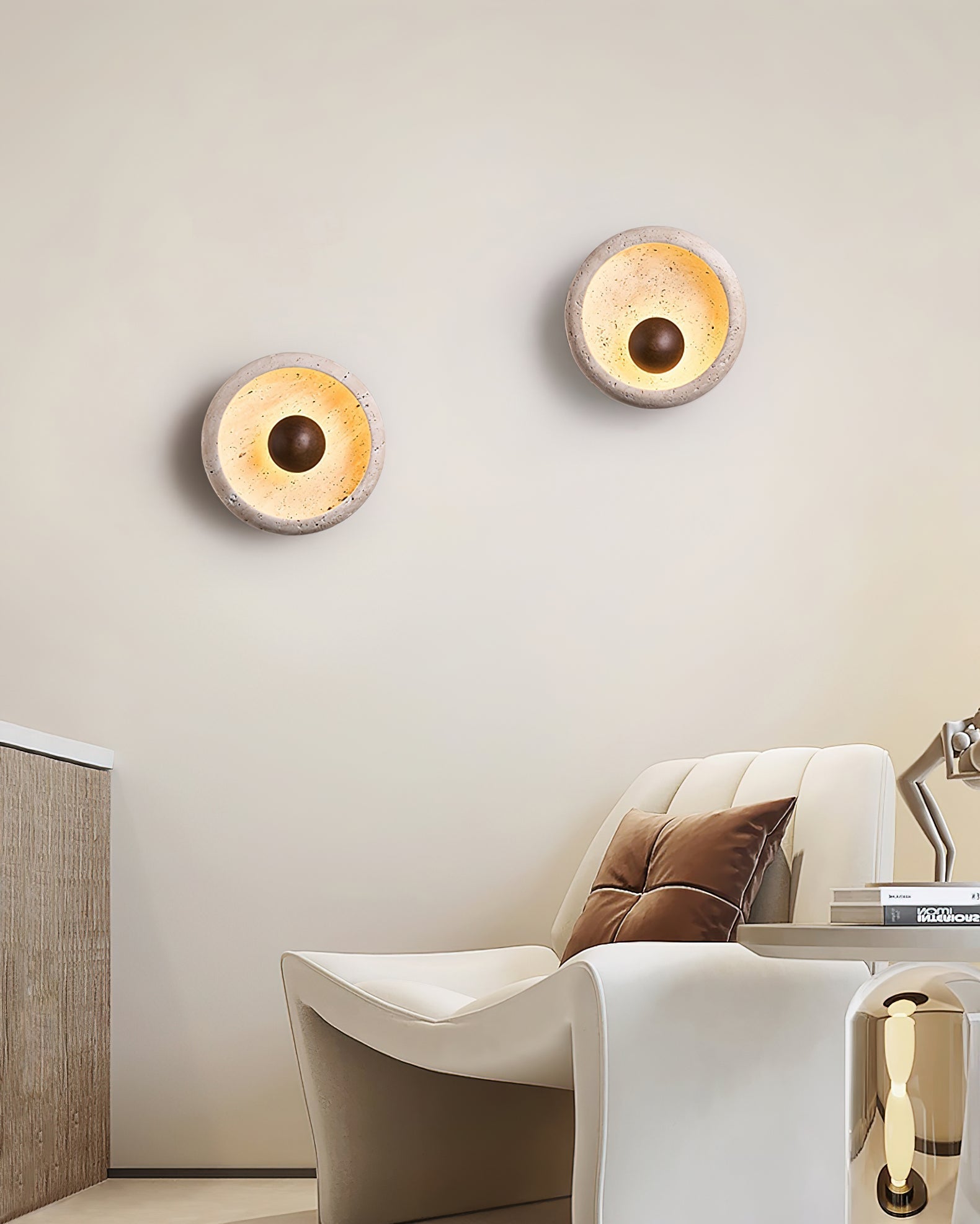 Ritta Concave Travertine Wall Lamp - Neutralighting