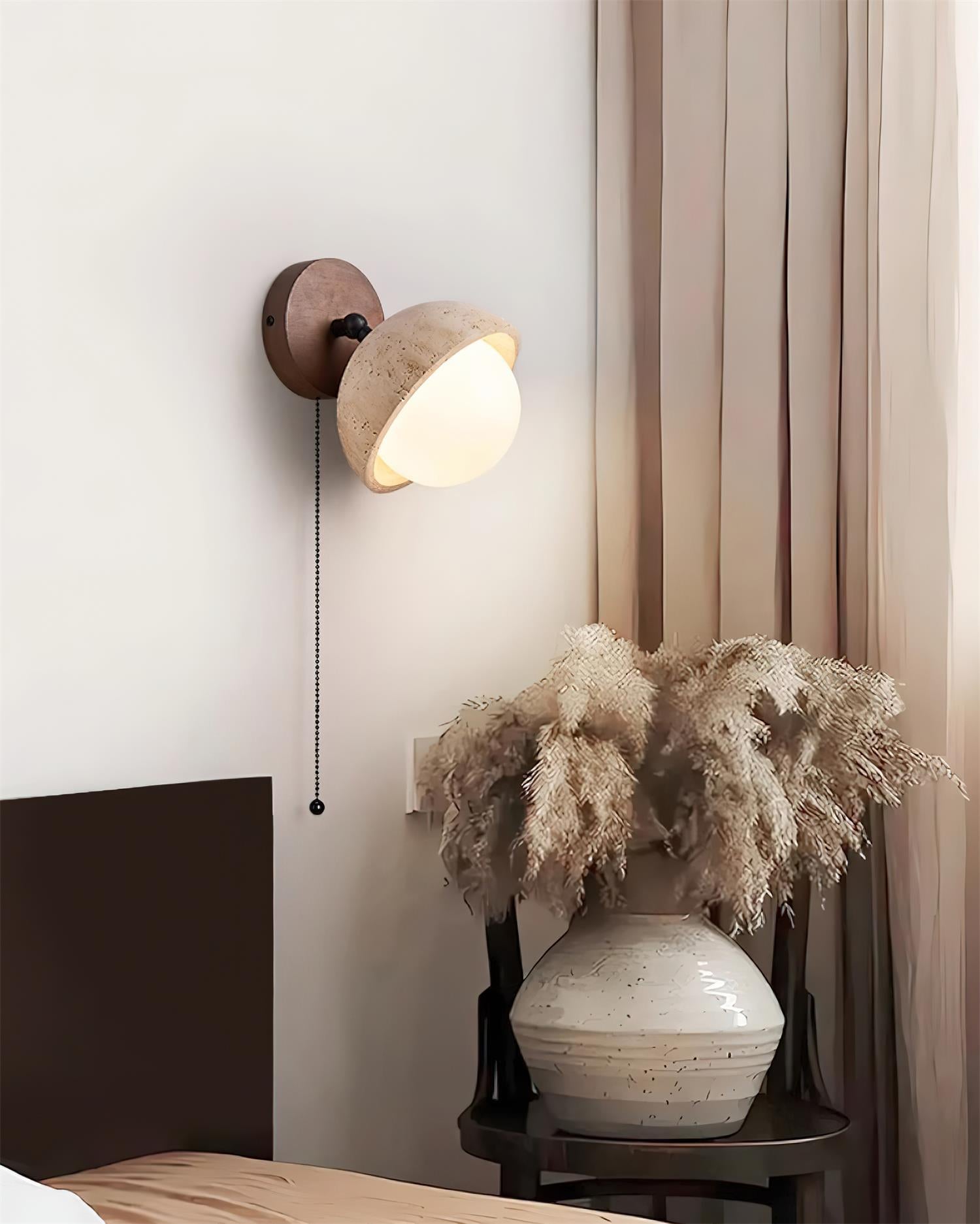 Wall Lamp Travertine and Wood Minimalist Soft Glow Modern Accent - Neutralighting