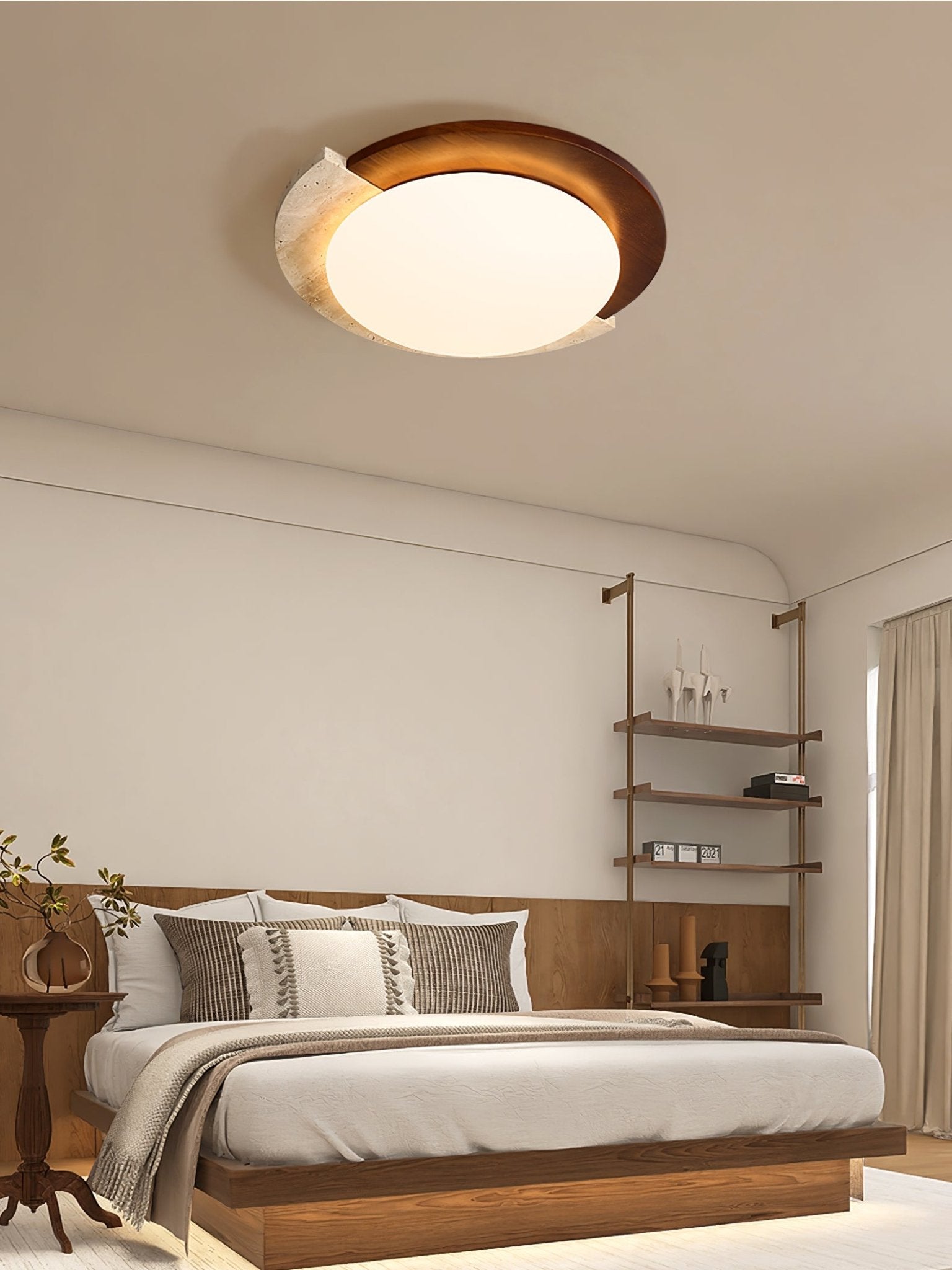 Ivnoran Arc-Rim Travertine Ceiling Light - Neutralighting
