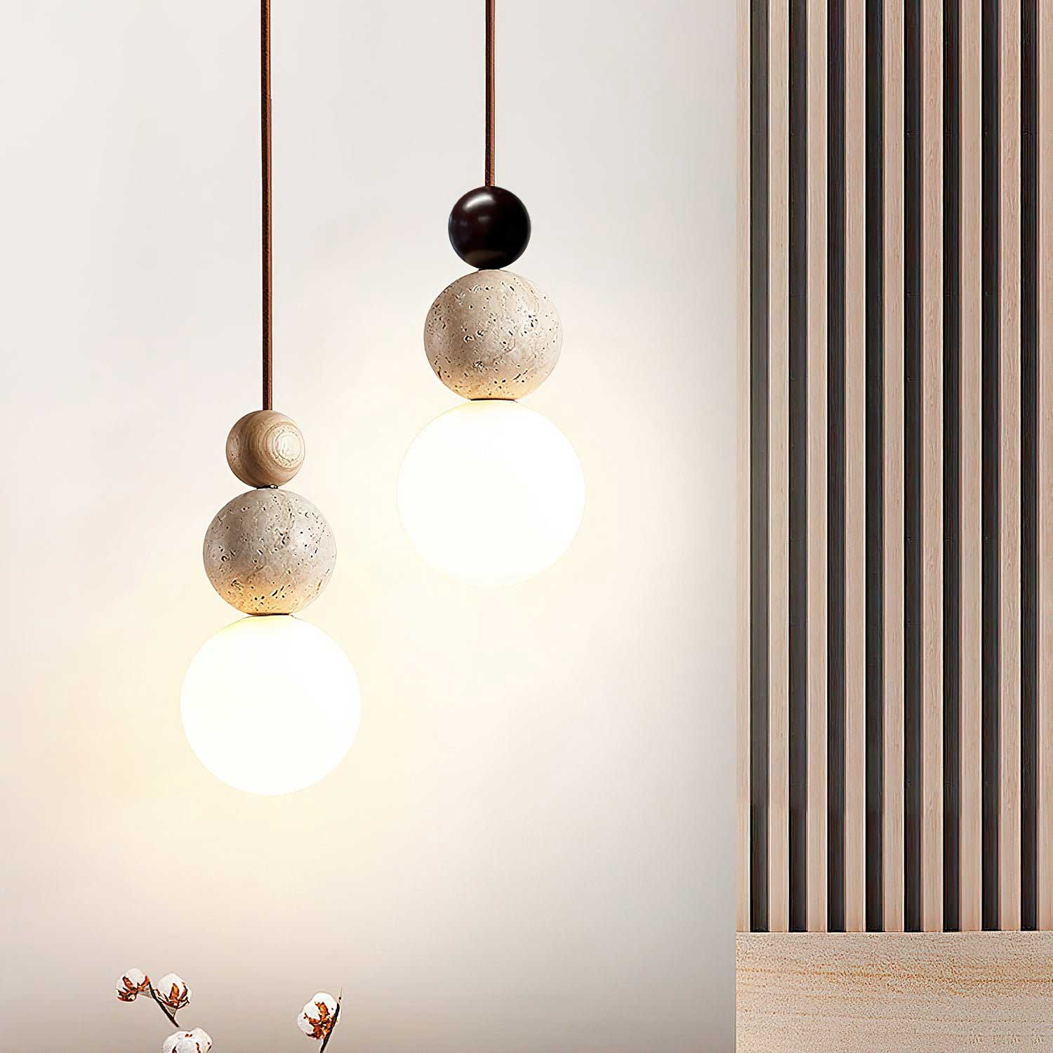 Ullaeia Sphere-Cluster Travertine Pendant Light - Neutralighting