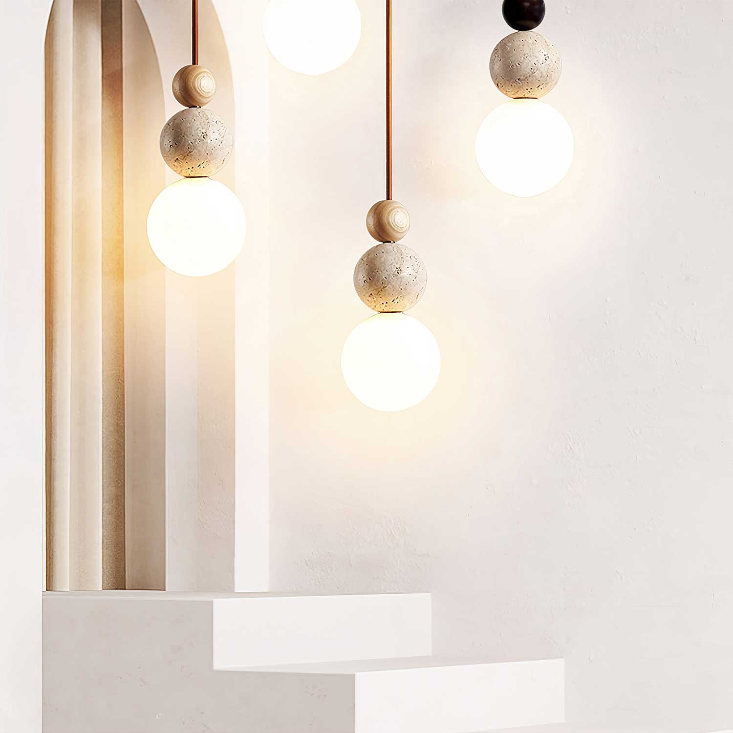 Ullaeia Sphere-Cluster Travertine Pendant Light - Neutralighting