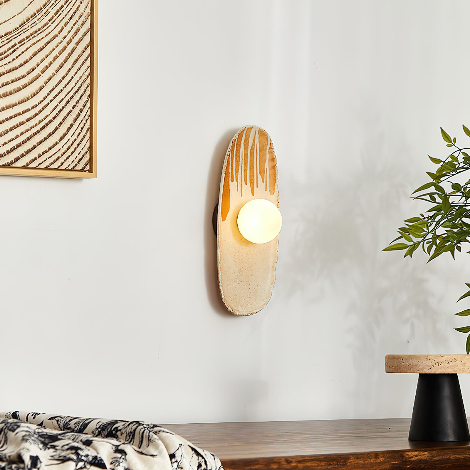 Wall Lamp Ceramic Body Glass Diffuser Artistic Accent Light - Neutralighting