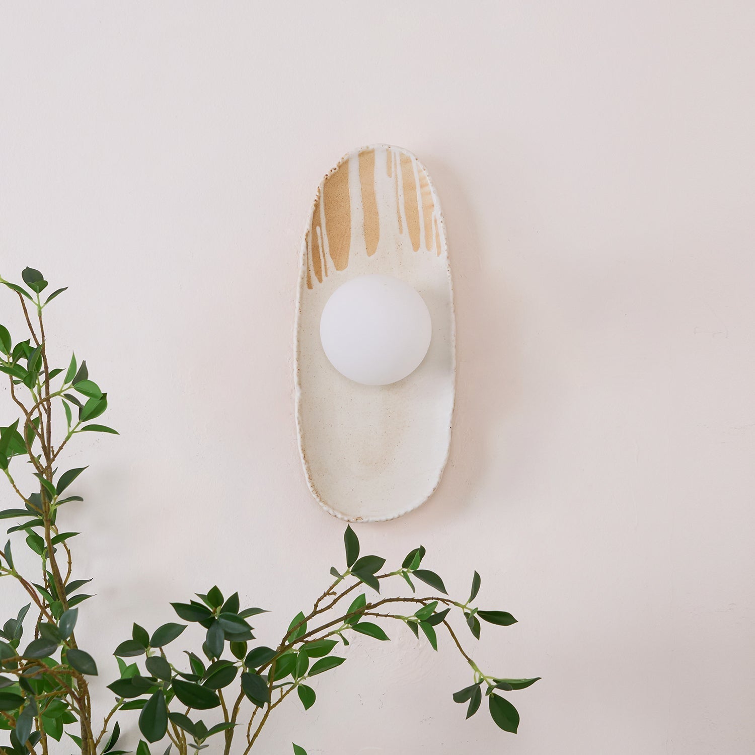 Wall Lamp Ceramic Body Glass Diffuser Artistic Accent Light - Neutralighting