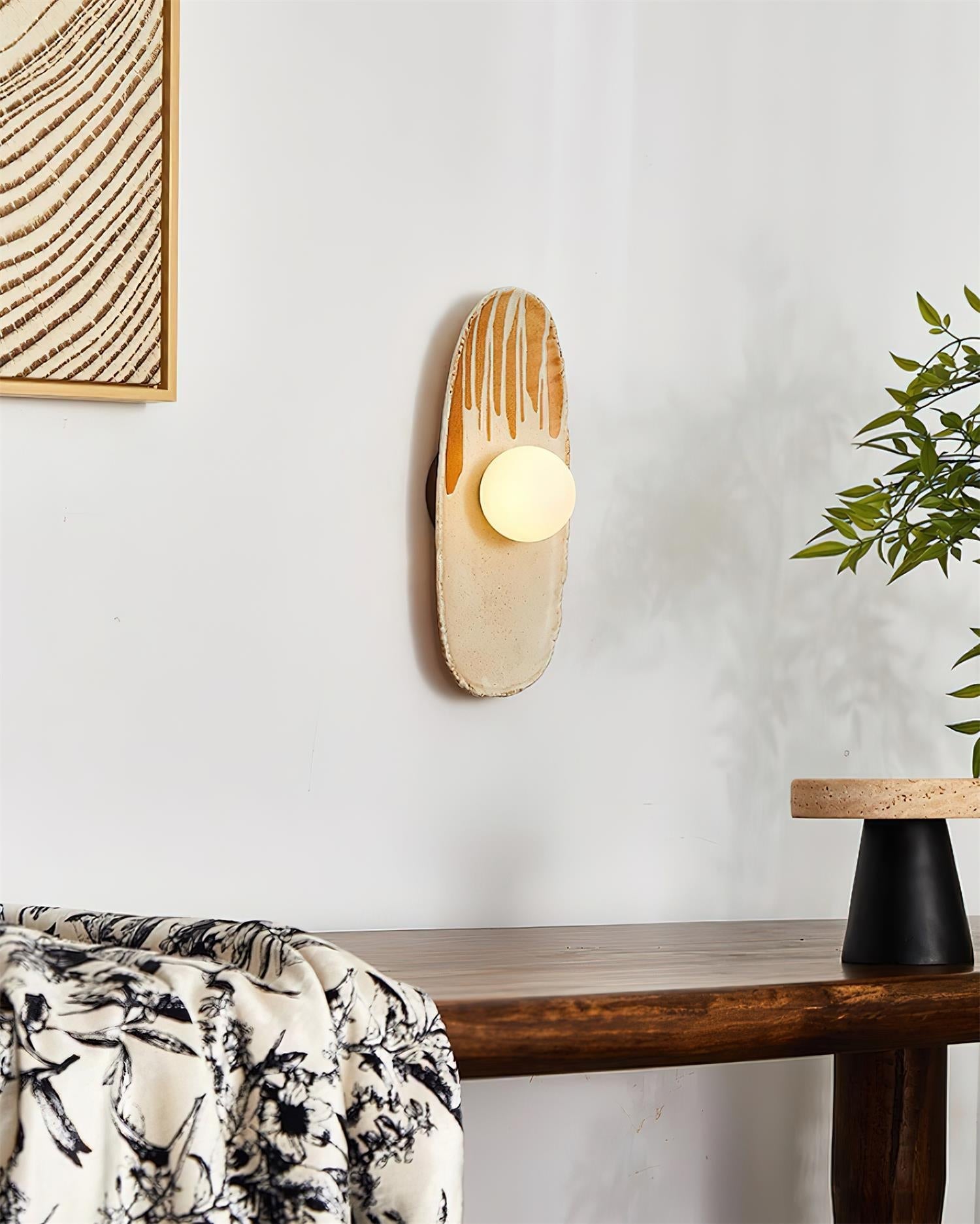 Wall Lamp Ceramic Body Glass Diffuser Artistic Accent Light - Neutralighting