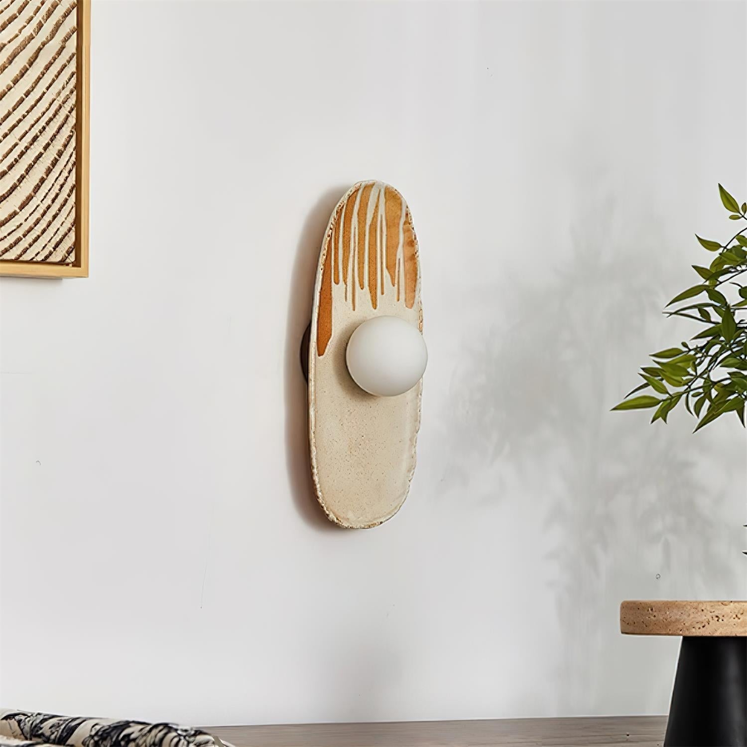 Wall Lamp Ceramic Body Glass Diffuser Artistic Accent Light - Neutralighting