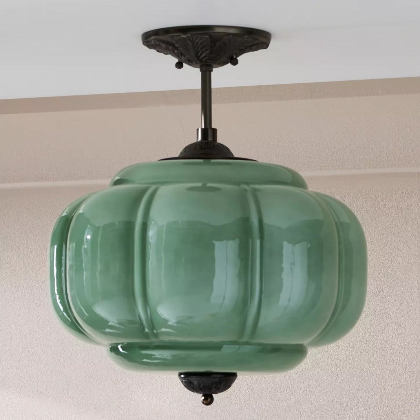 Eldio Green Glass Semi Flush Mount Light - Neutralighting
