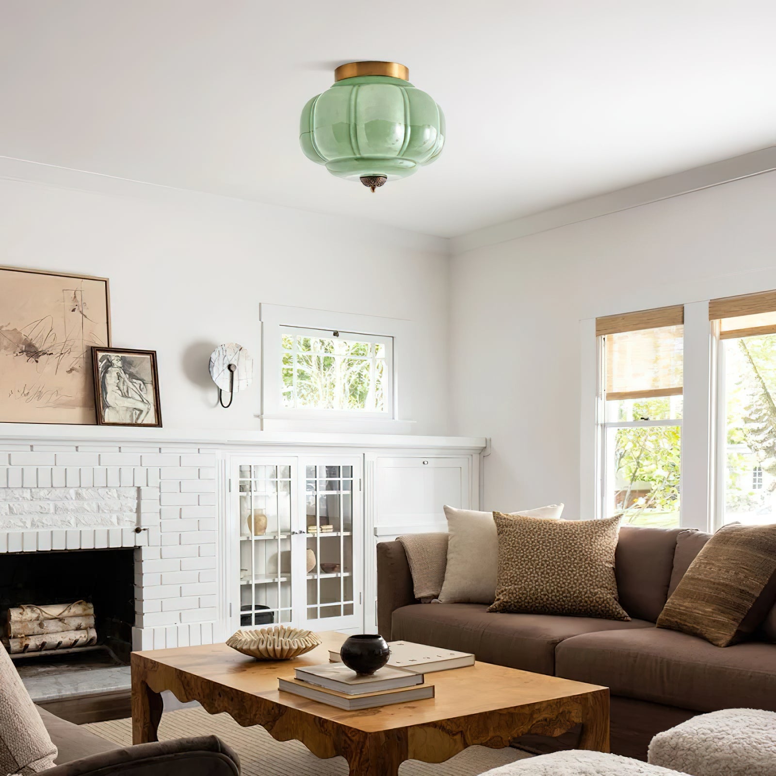 Elyra Green Glass Ceiling Lamp - Neutralighting