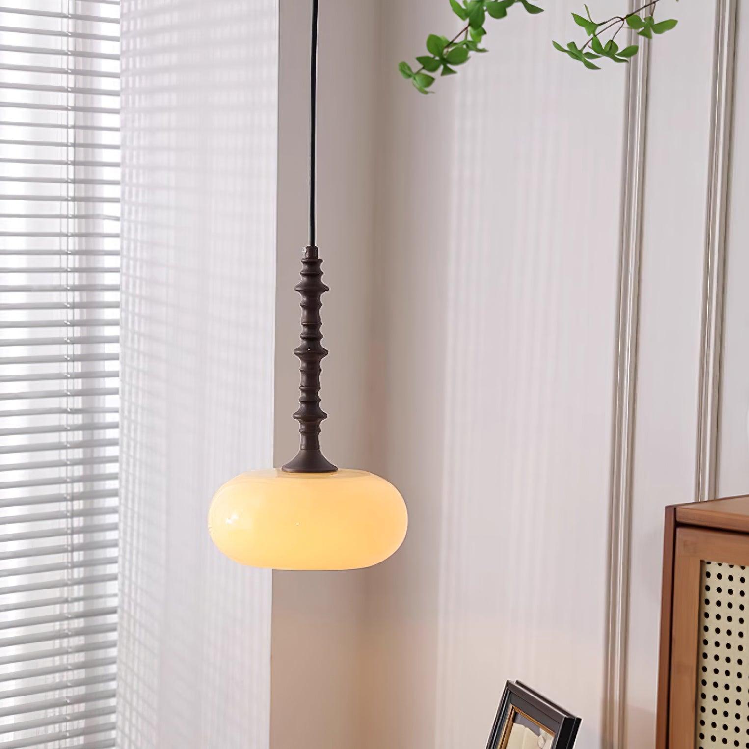 Pendant Lamp White Glass Shade Brown Vintage - Neutralighting