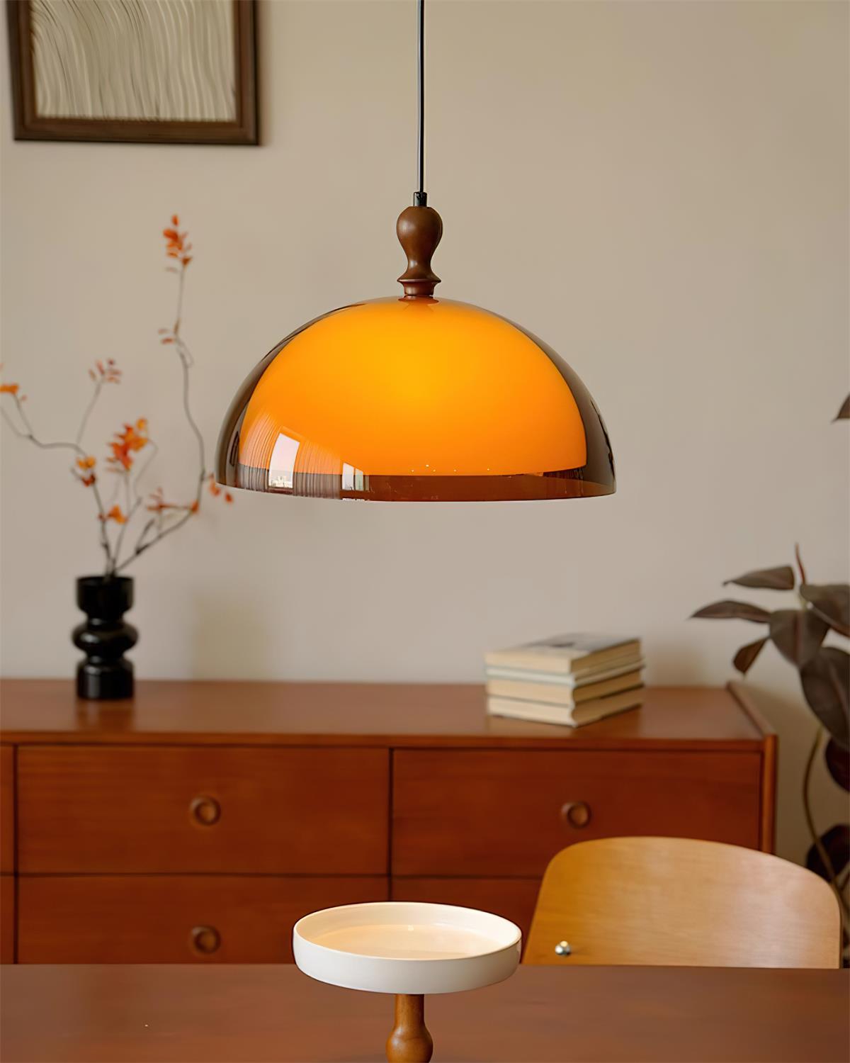 Solven Amber Glass Dome Pendant Light - Neutralighting