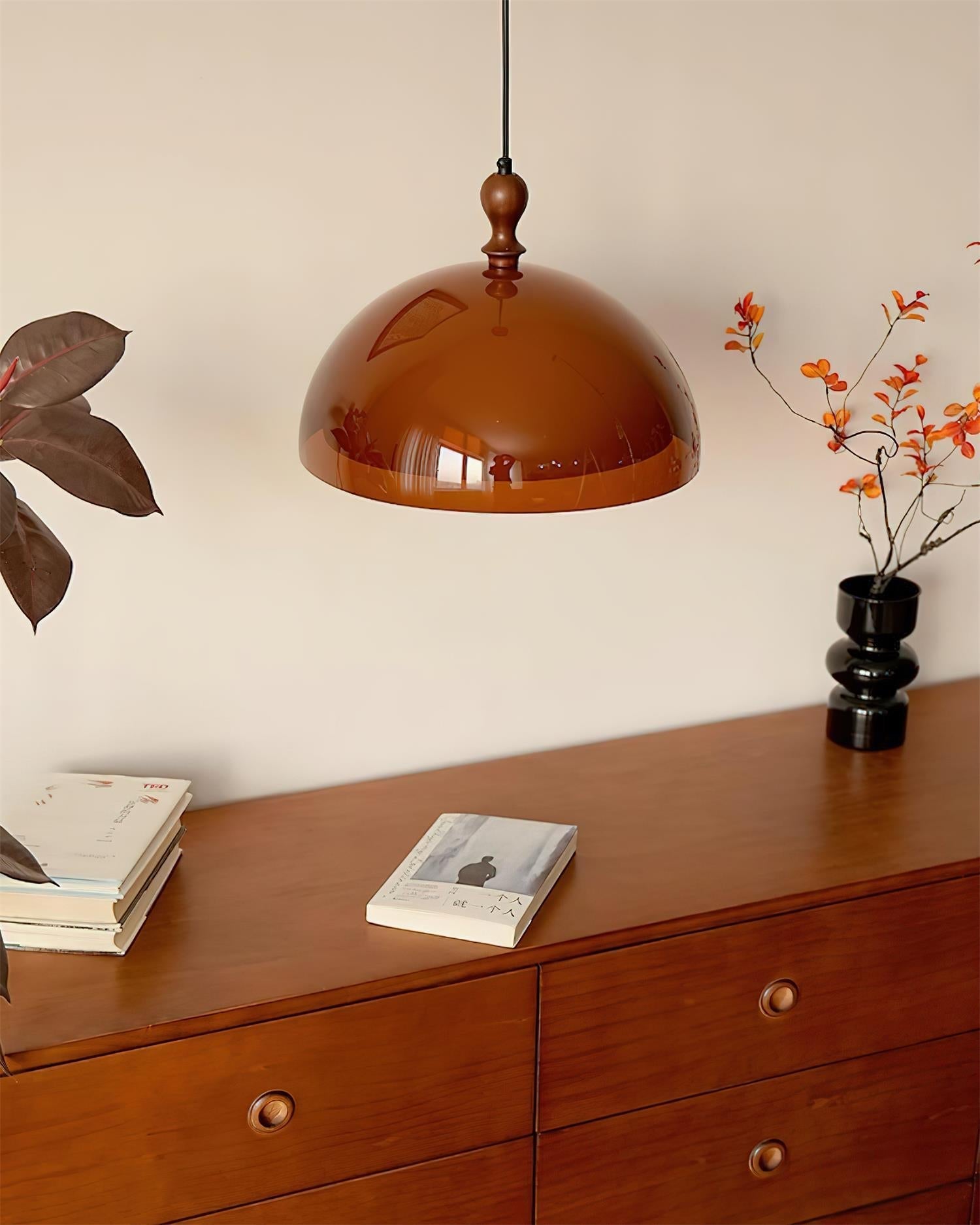 Solven Amber Glass Dome Pendant Light - Neutralighting