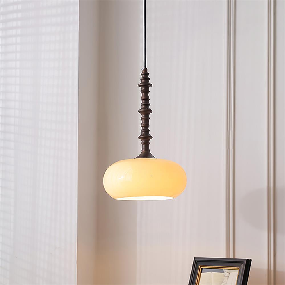 Pendant Lamp White Glass Shade Brown Vintage - Neutralighting