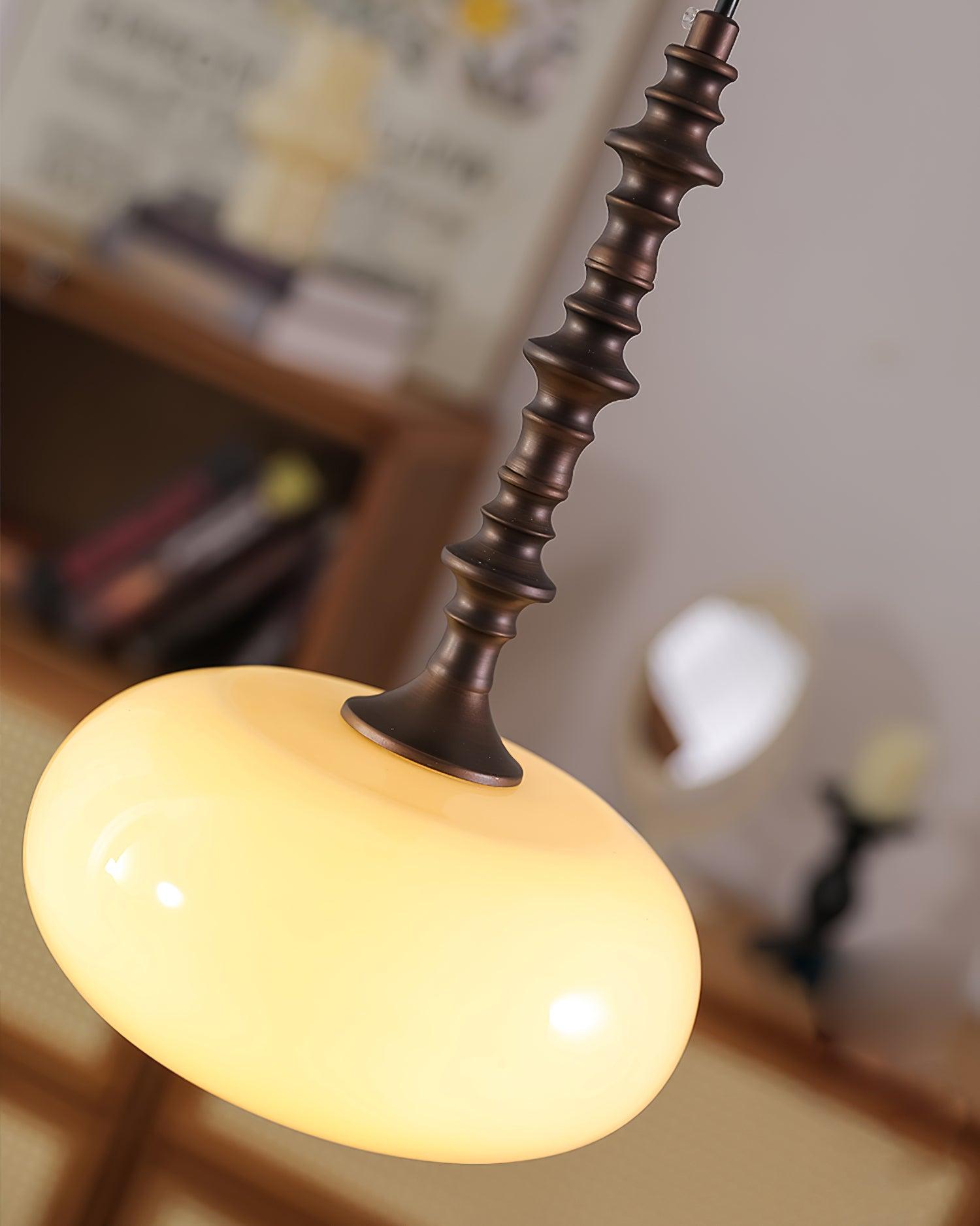 Pendant Lamp White Glass Shade Brown Vintage - Neutralighting