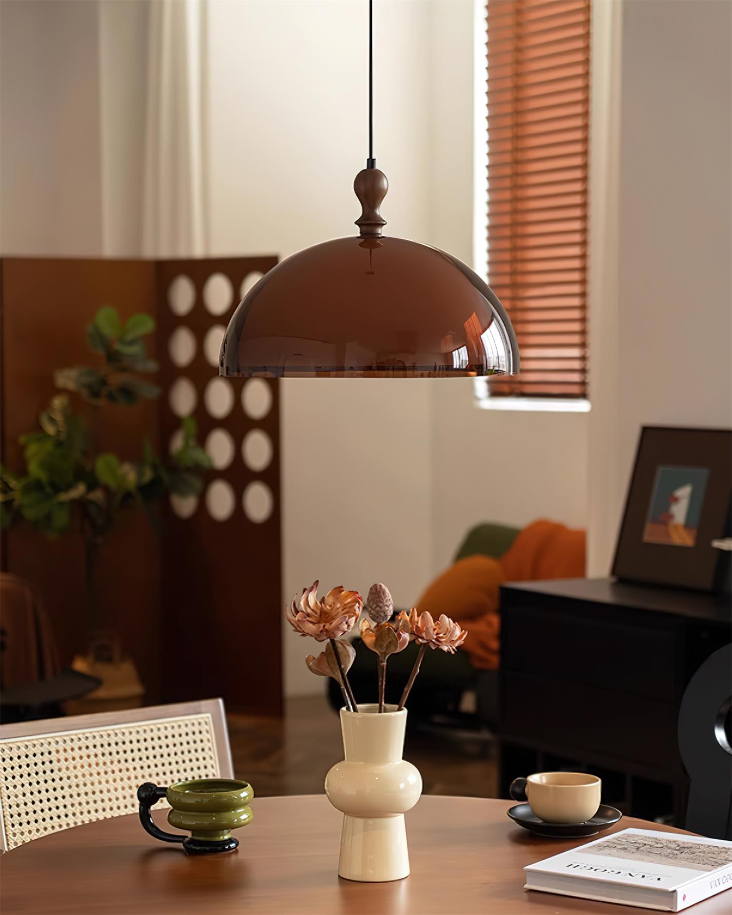 Solven Amber Glass Dome Pendant Light - Neutralighting