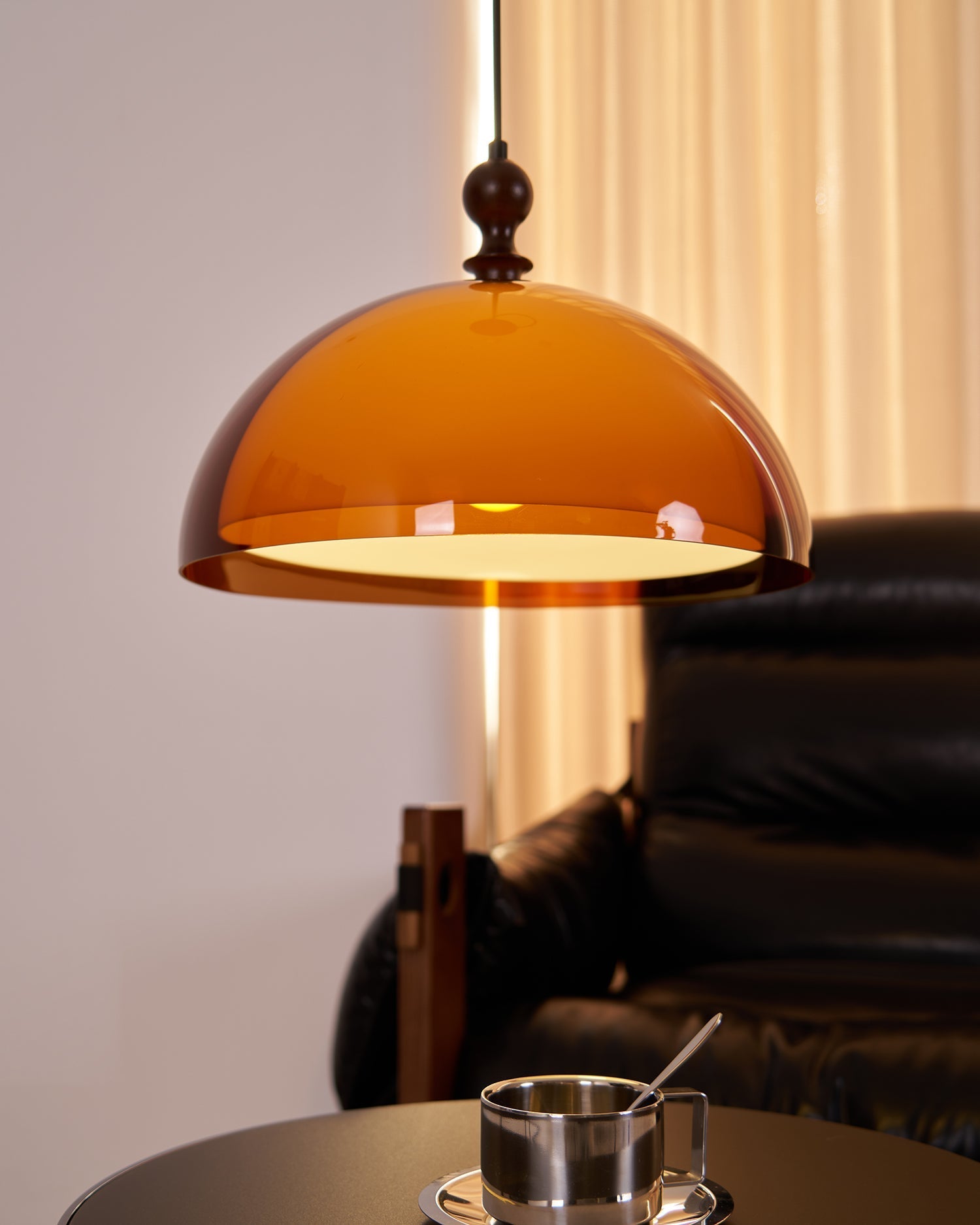 Solven Amber Glass Dome Pendant Light - Neutralighting