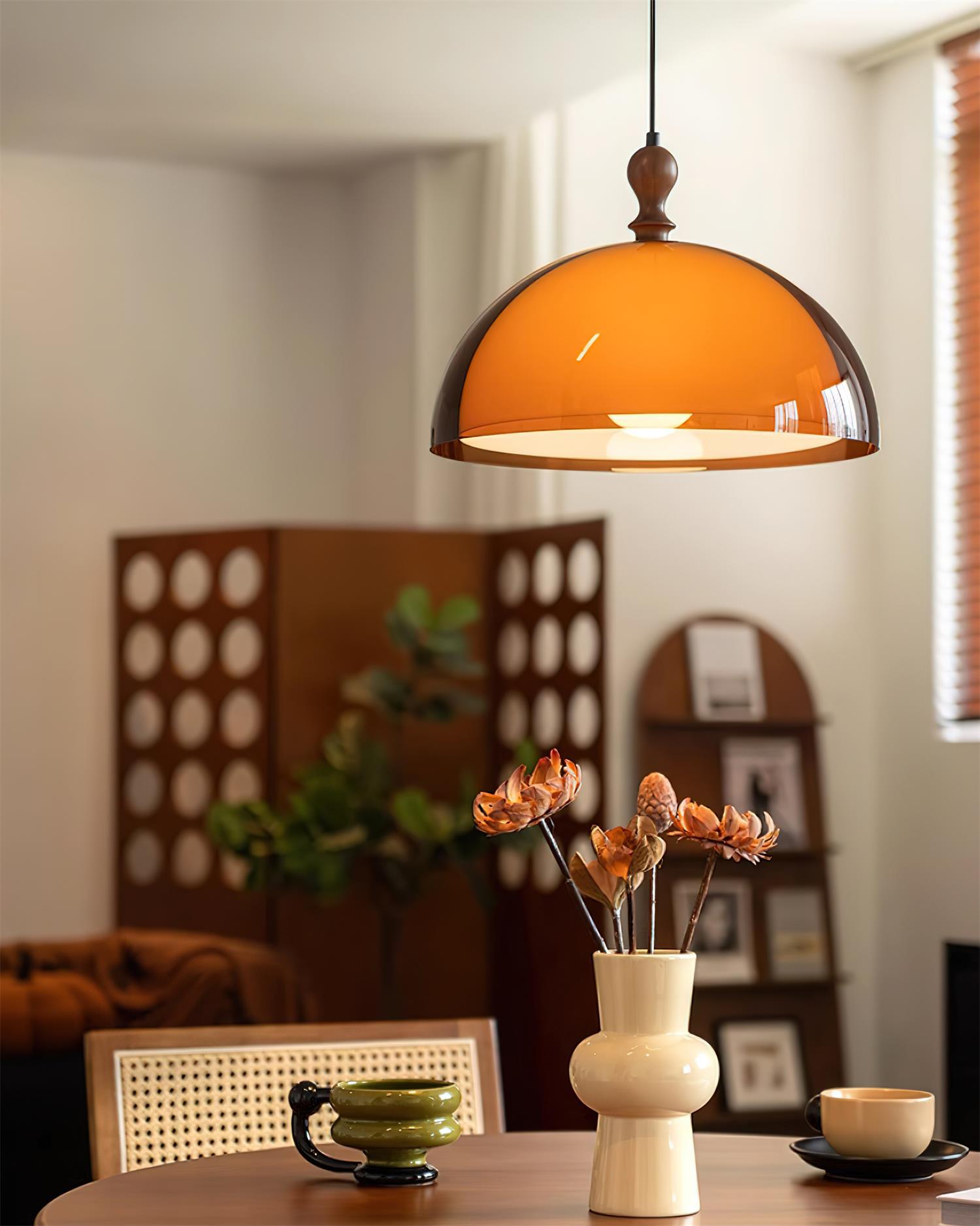 Solven Amber Glass Dome Pendant Light - Neutralighting