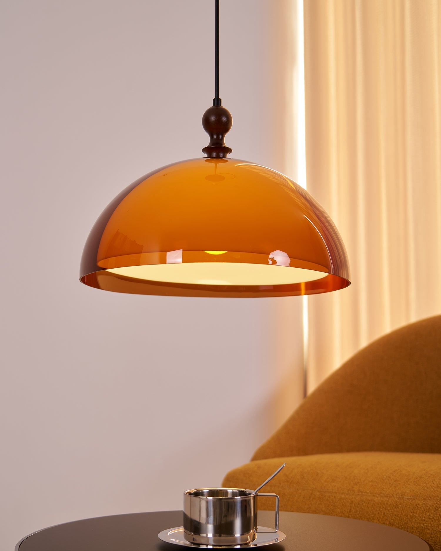 Solven Amber Glass Dome Pendant Light - Neutralighting
