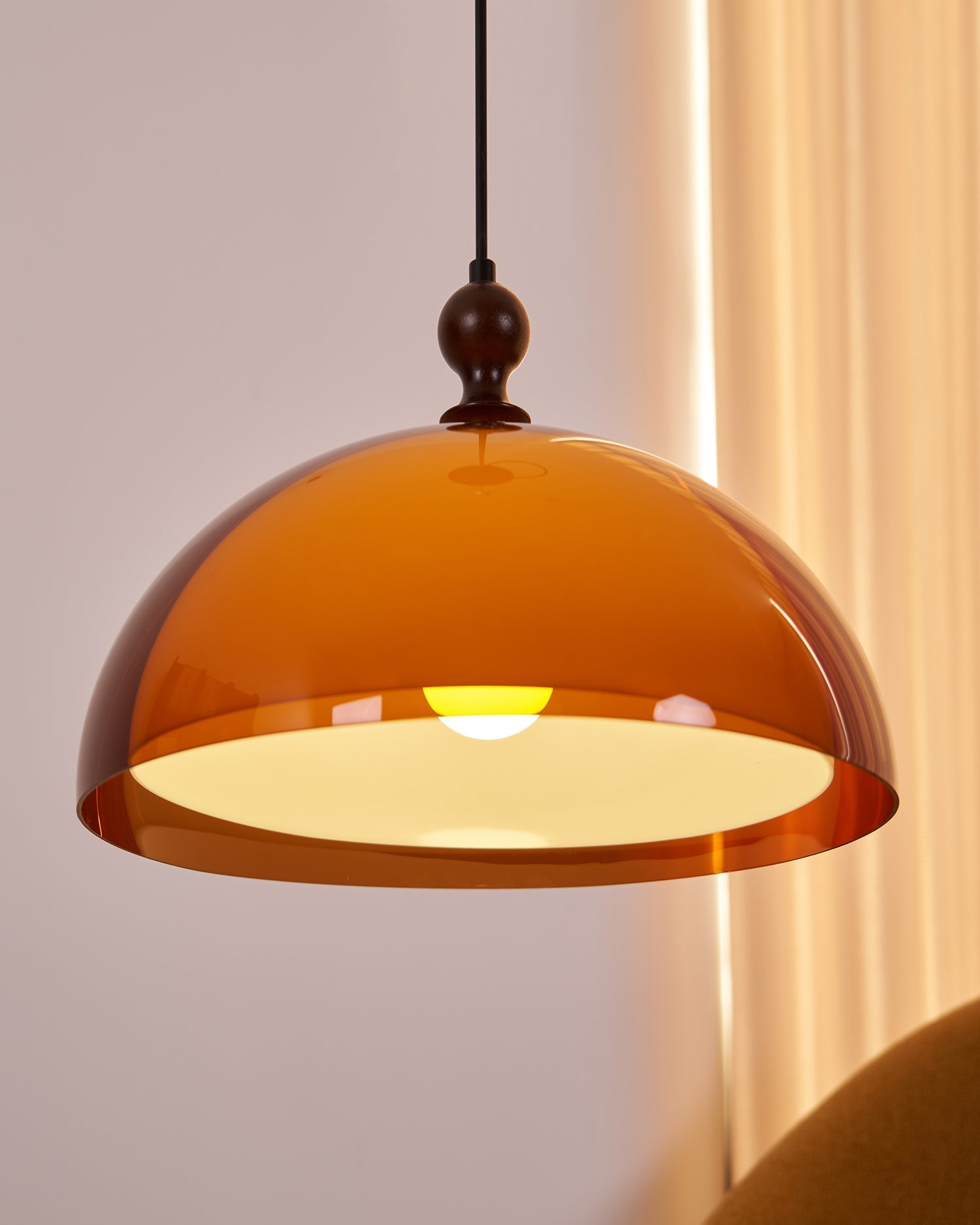 Solven Amber Glass Dome Pendant Light - Neutralighting