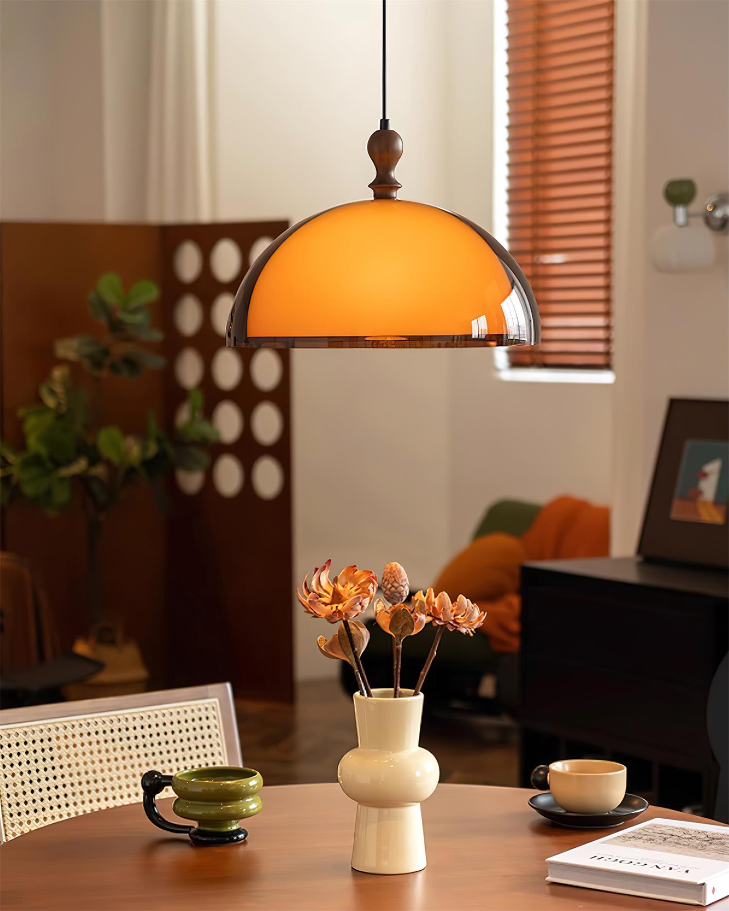 Solven Amber Glass Dome Pendant Light - Neutralighting
